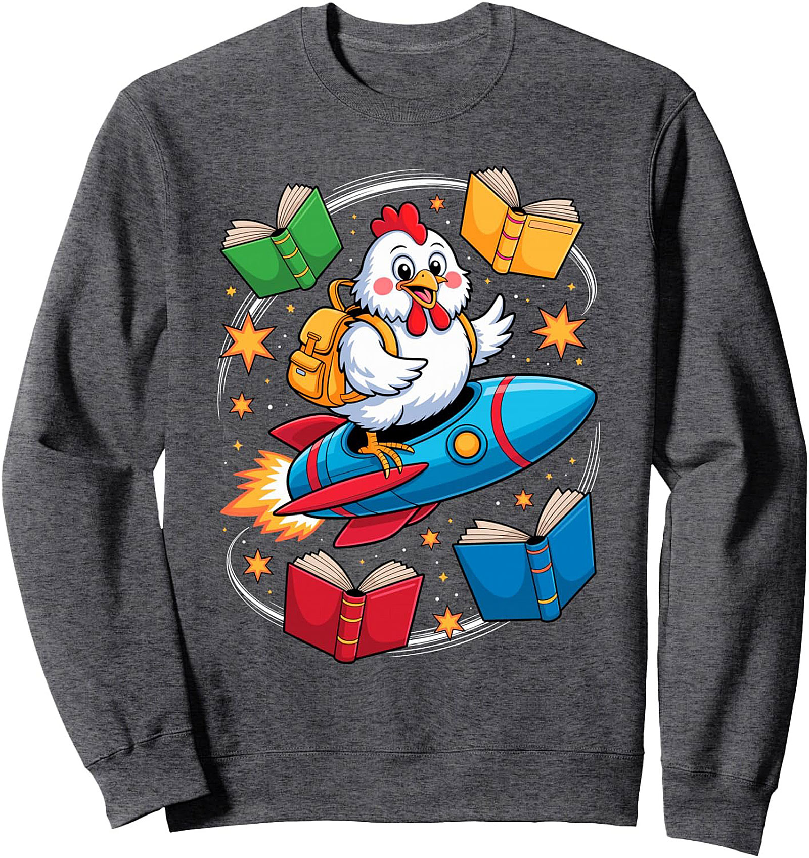 The Stellar Space Chicken Reading Crewneck Sweatshirt