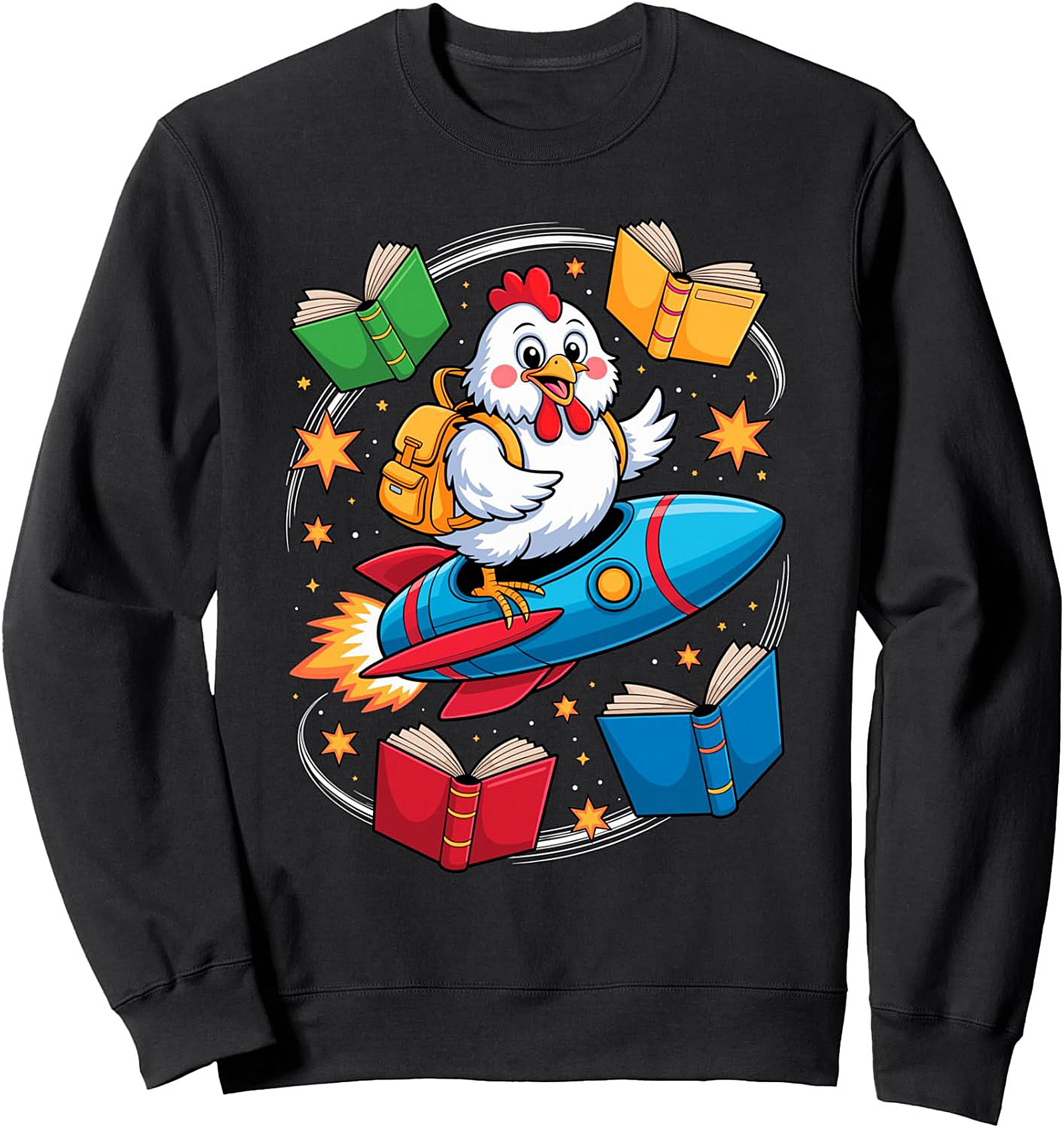 The Stellar Space Chicken Reading Crewneck Sweatshirt