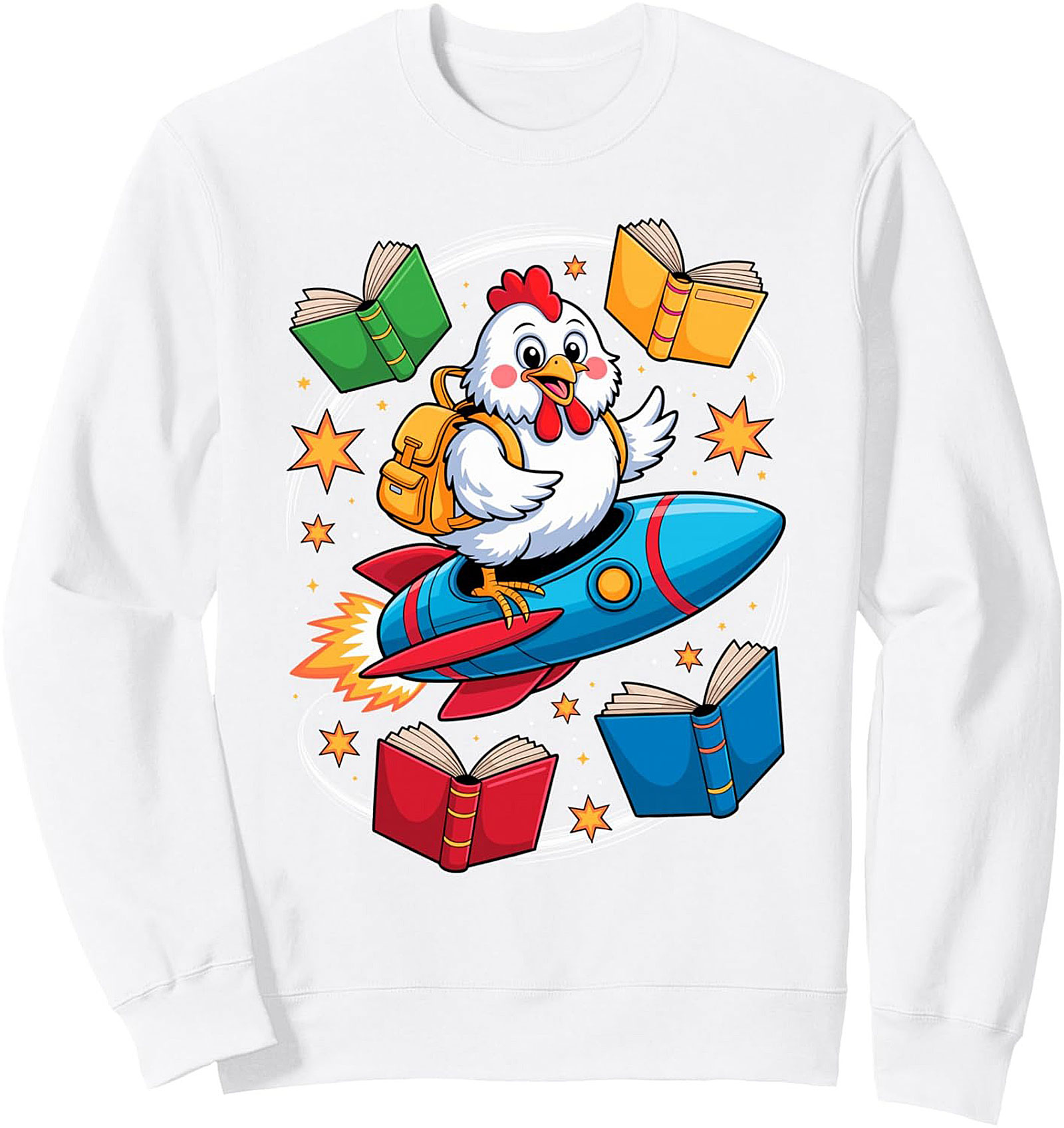 The Stellar Space Chicken Reading Crewneck Sweatshirt