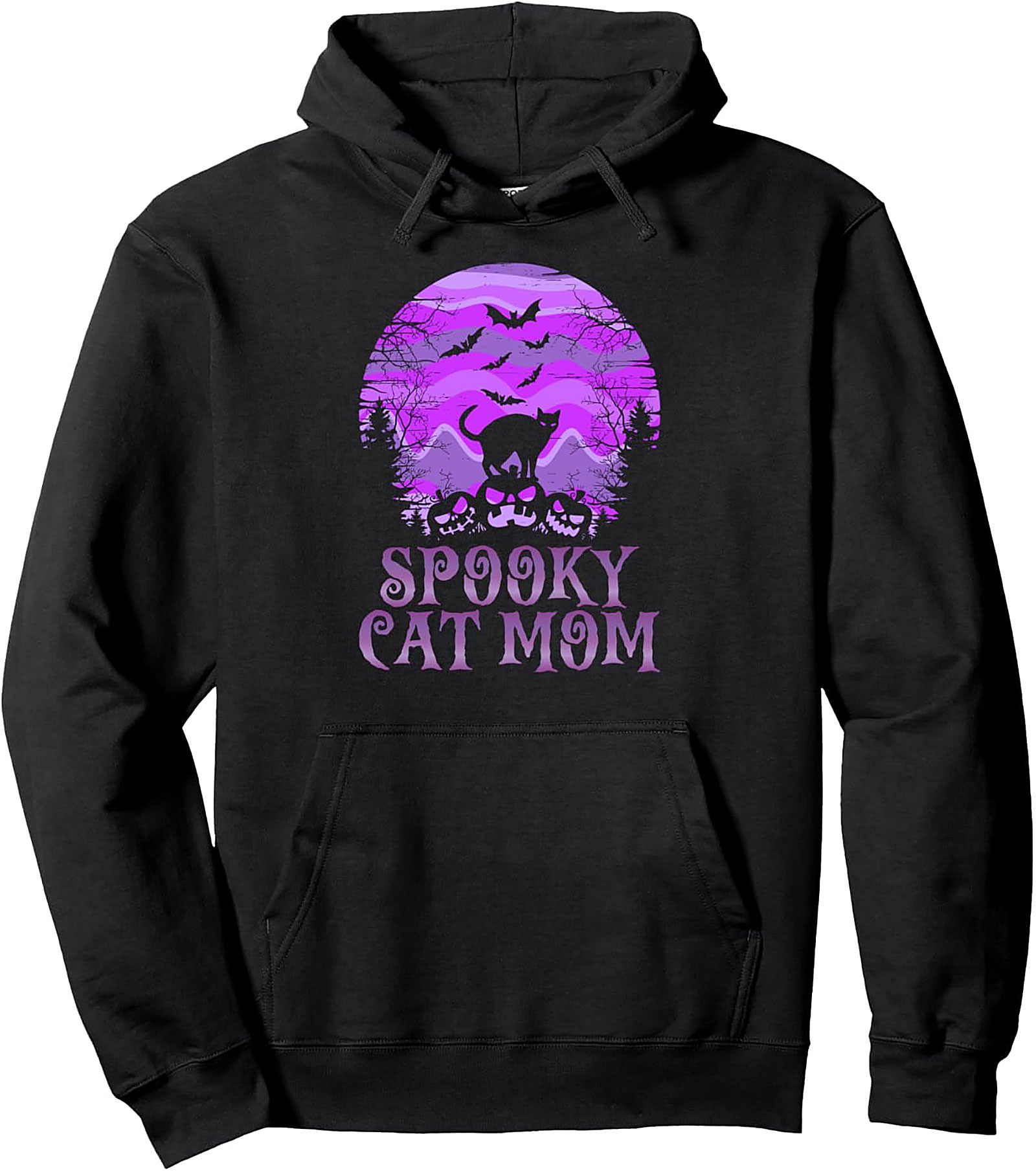 Spooky Cat Mom Pullover Hoodie | Halloween Graphic Gift