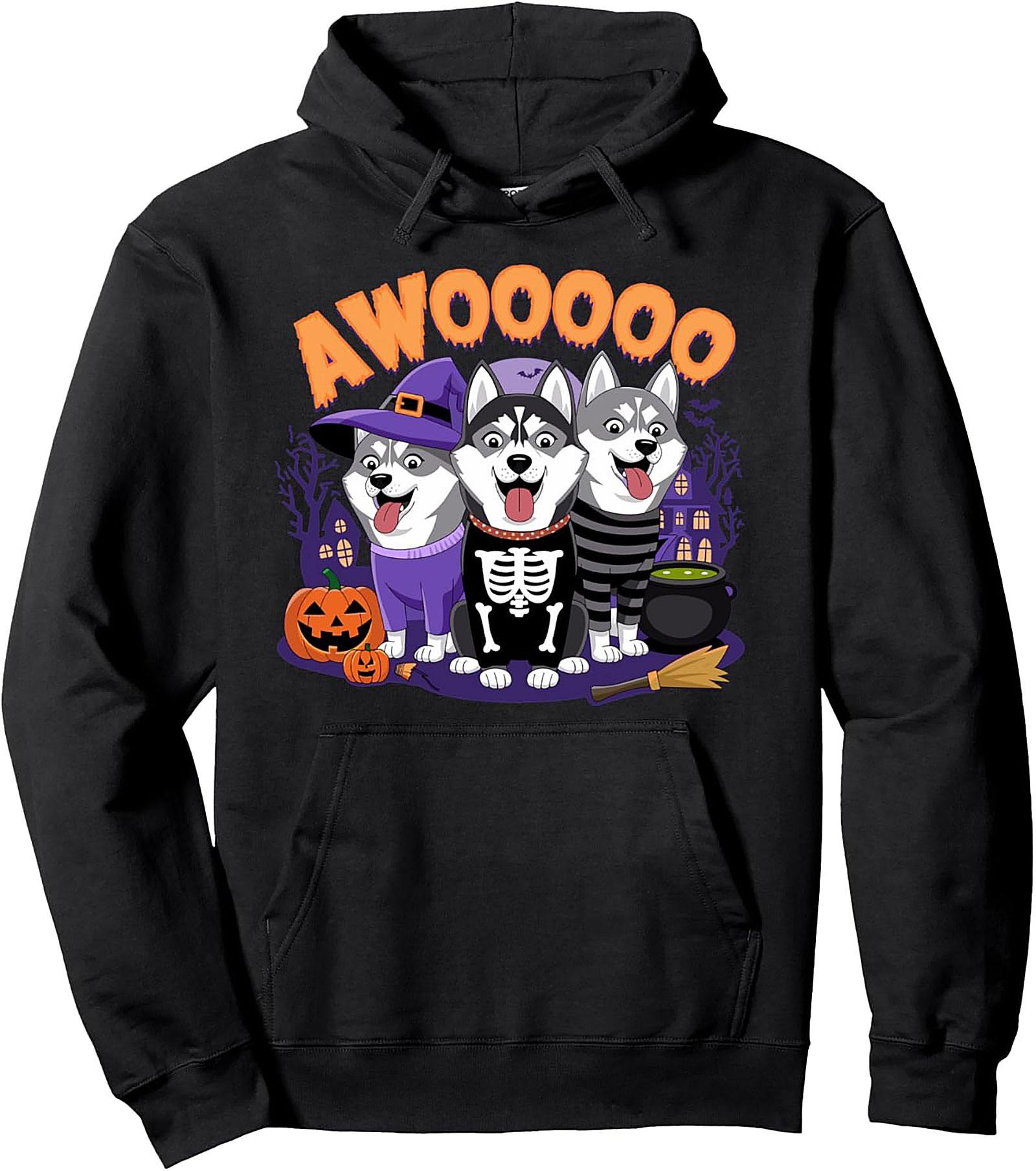Cute Husky Halloween Pullover Hoodie | Funny Dog Graphic