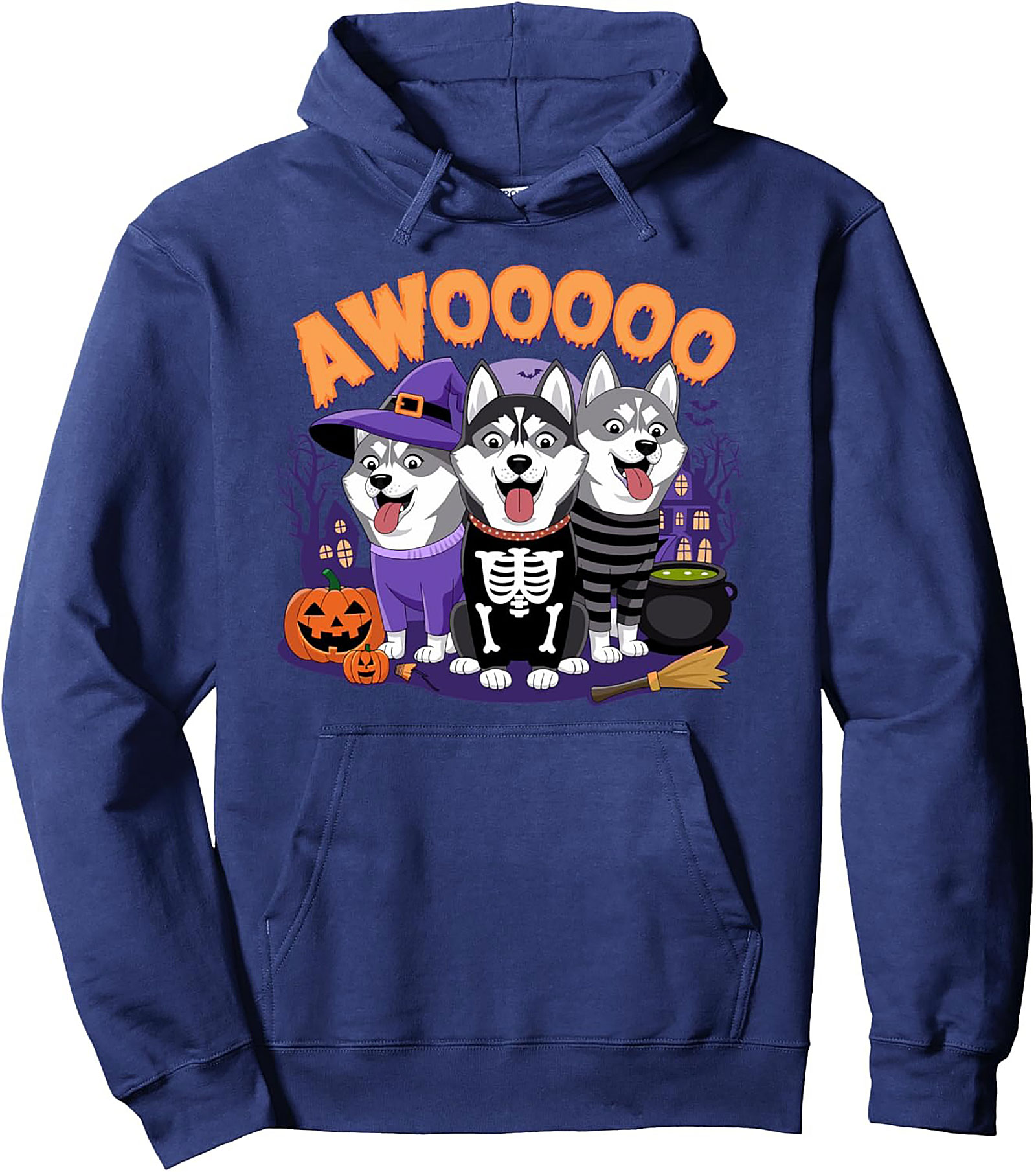 Cute Husky Halloween Pullover Hoodie | Funny Dog Graphic