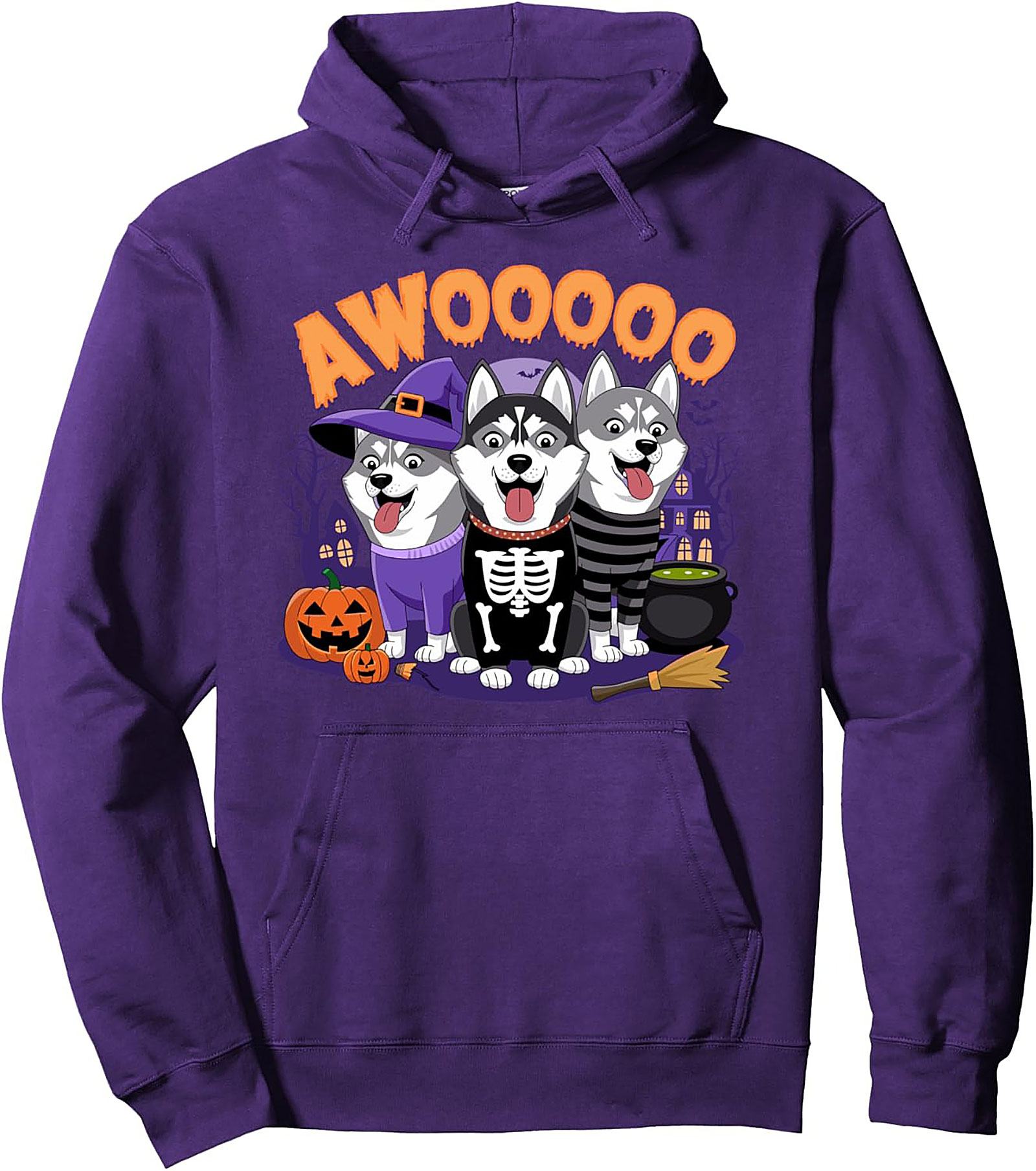 Cute Husky Halloween Pullover Hoodie | Funny Dog Graphic
