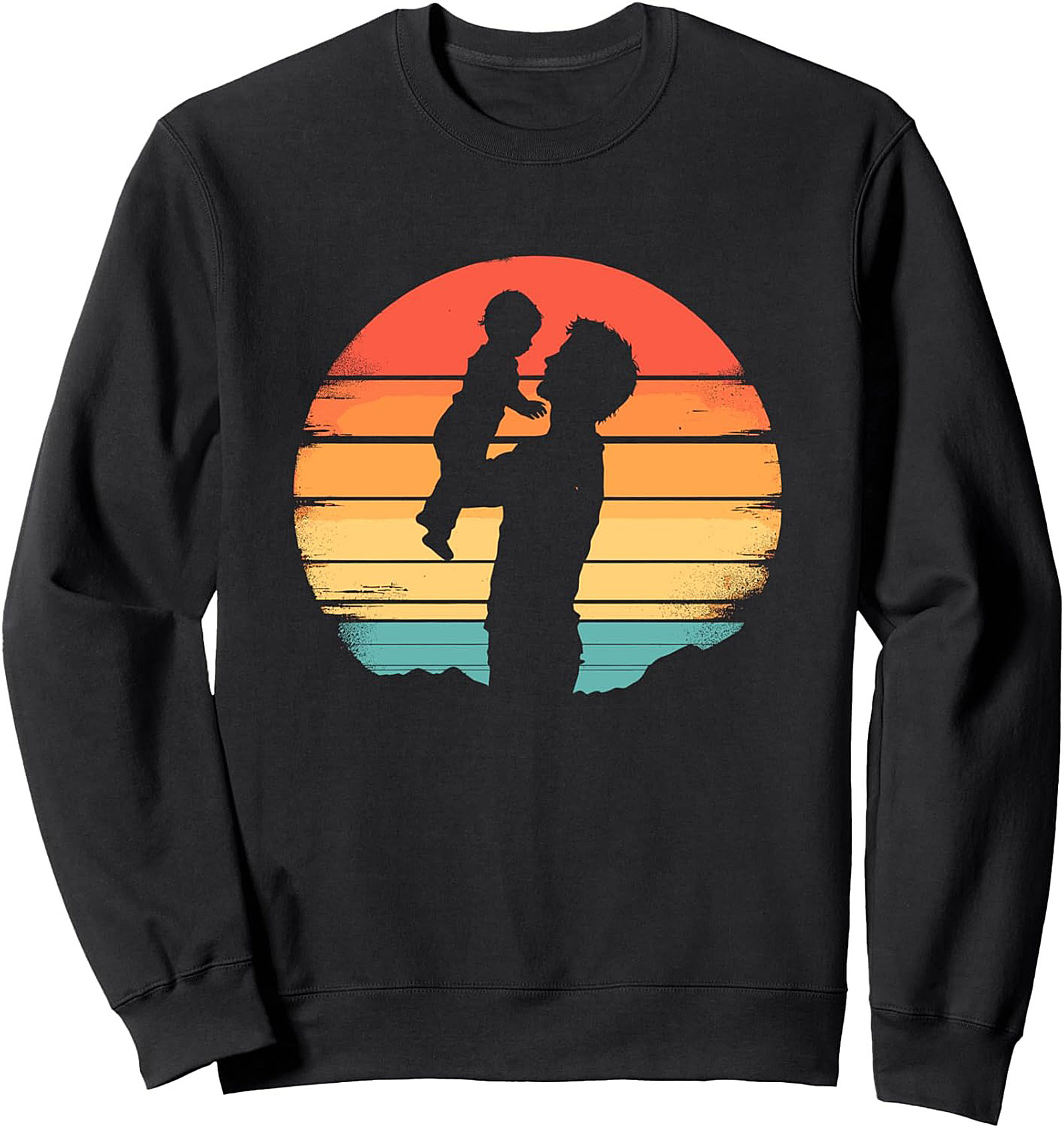 Retro Sunset Fatherhood Graphic Sweatshirt Dad Gift