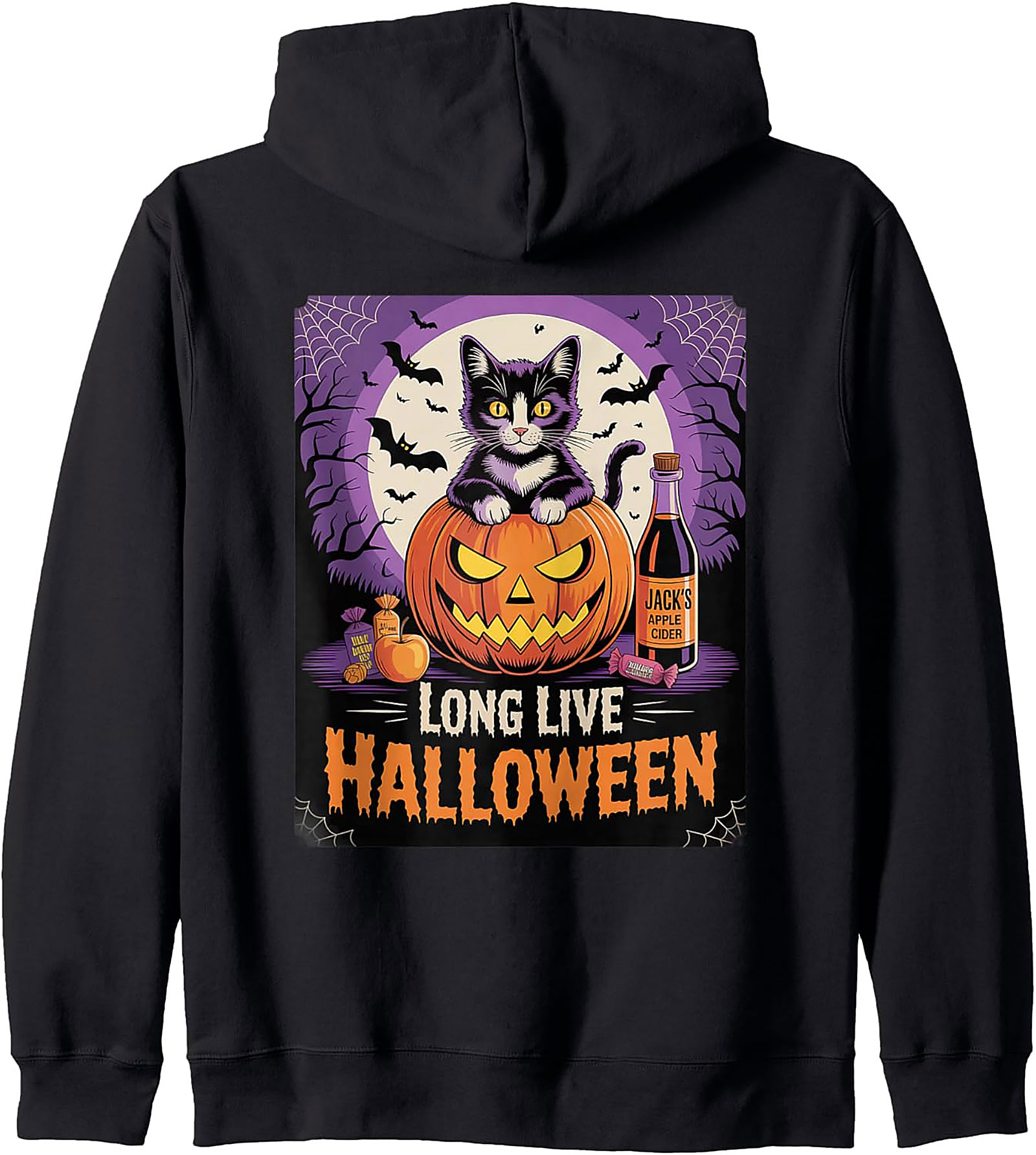 Halloween Cat Pullover Hoodie | Spooky Graphic & Cozy Gift