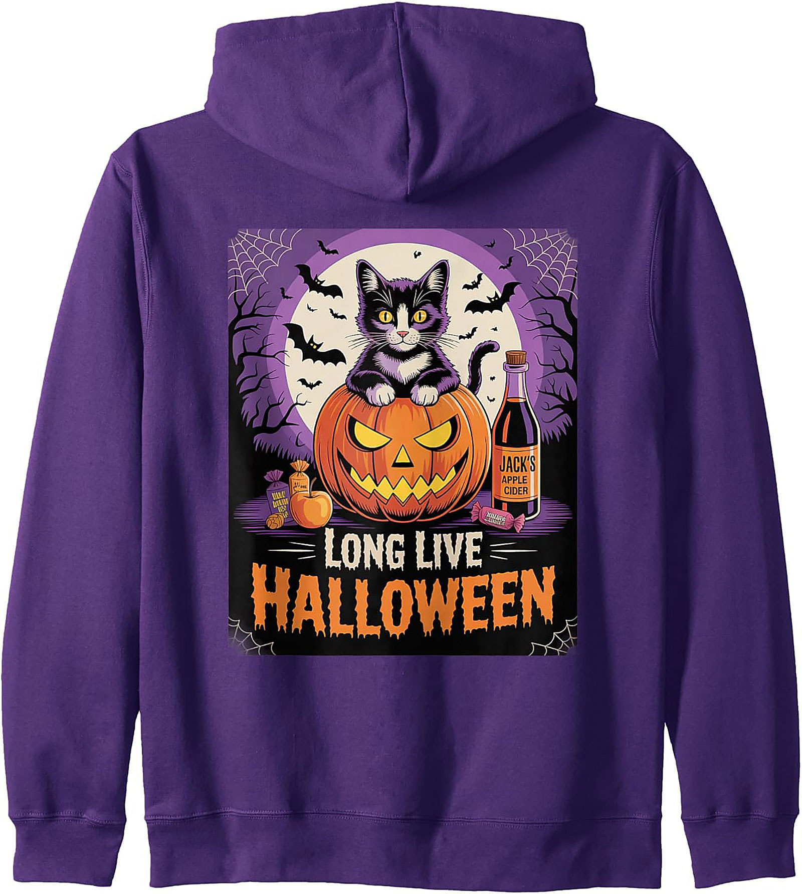 Halloween Cat Pullover Hoodie | Spooky Graphic & Cozy Gift