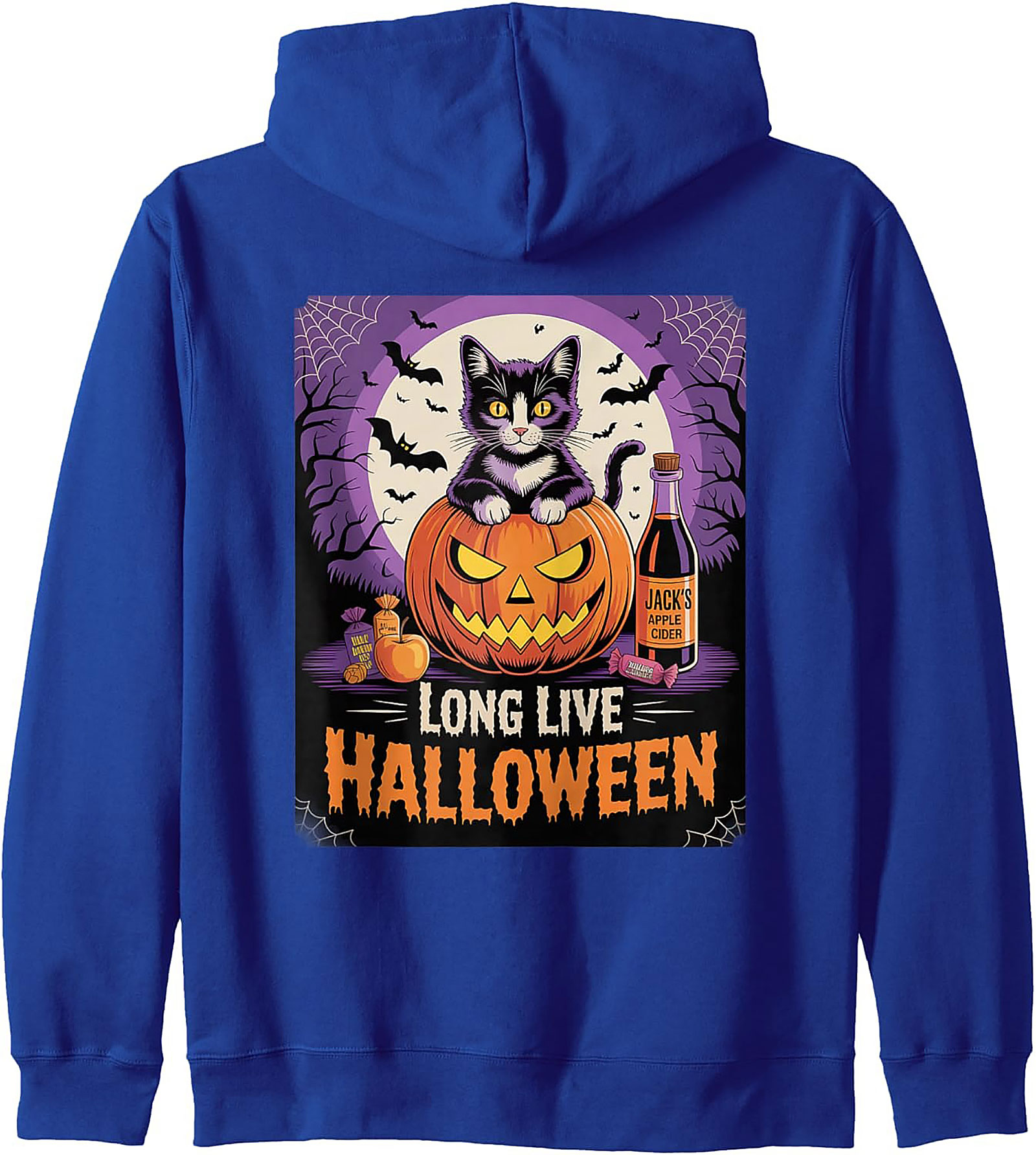 Halloween Cat Pullover Hoodie | Spooky Graphic & Cozy Gift