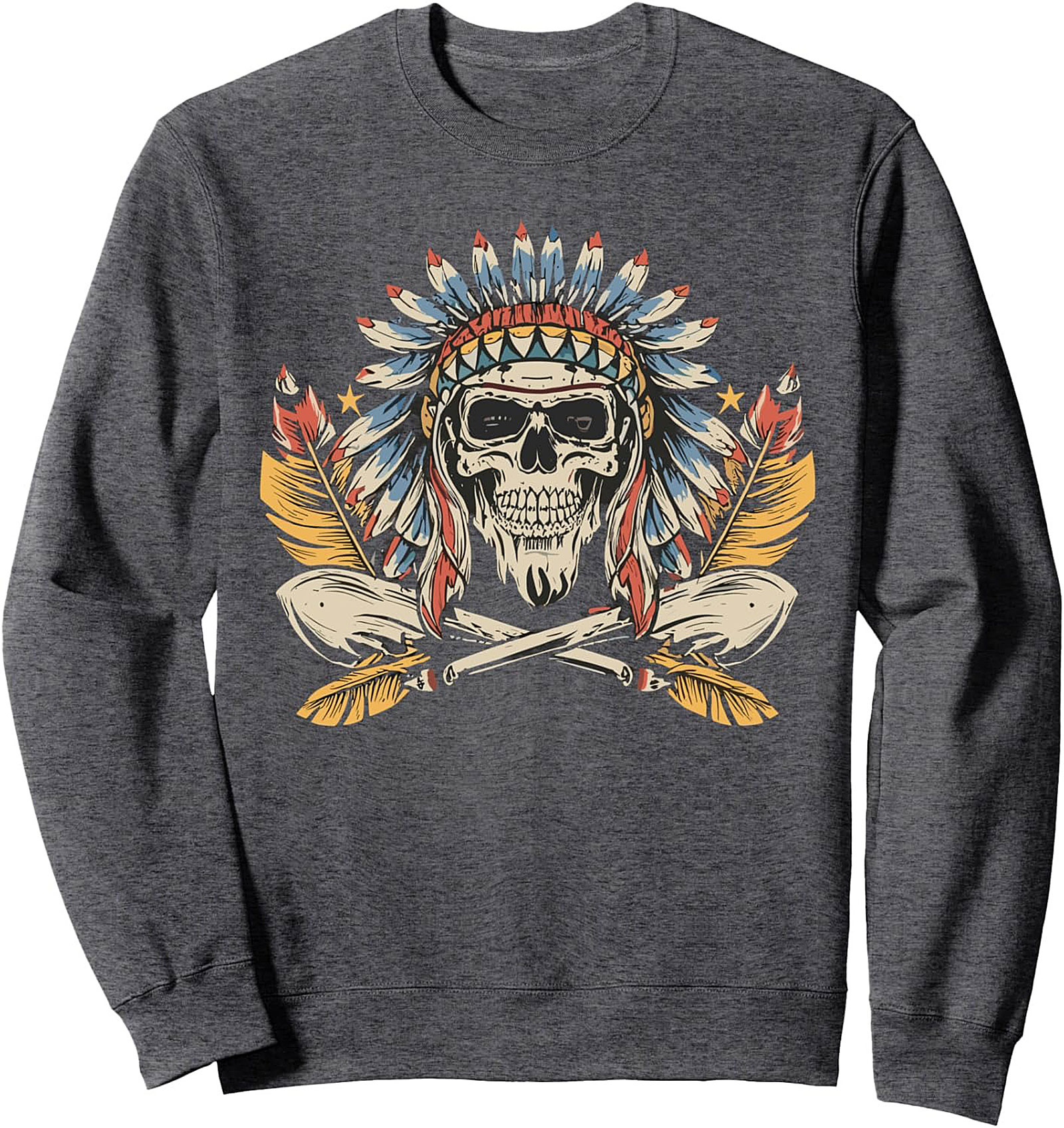 Vintage Chief Skull Graphic Sweatshirt Cozy Crewneck