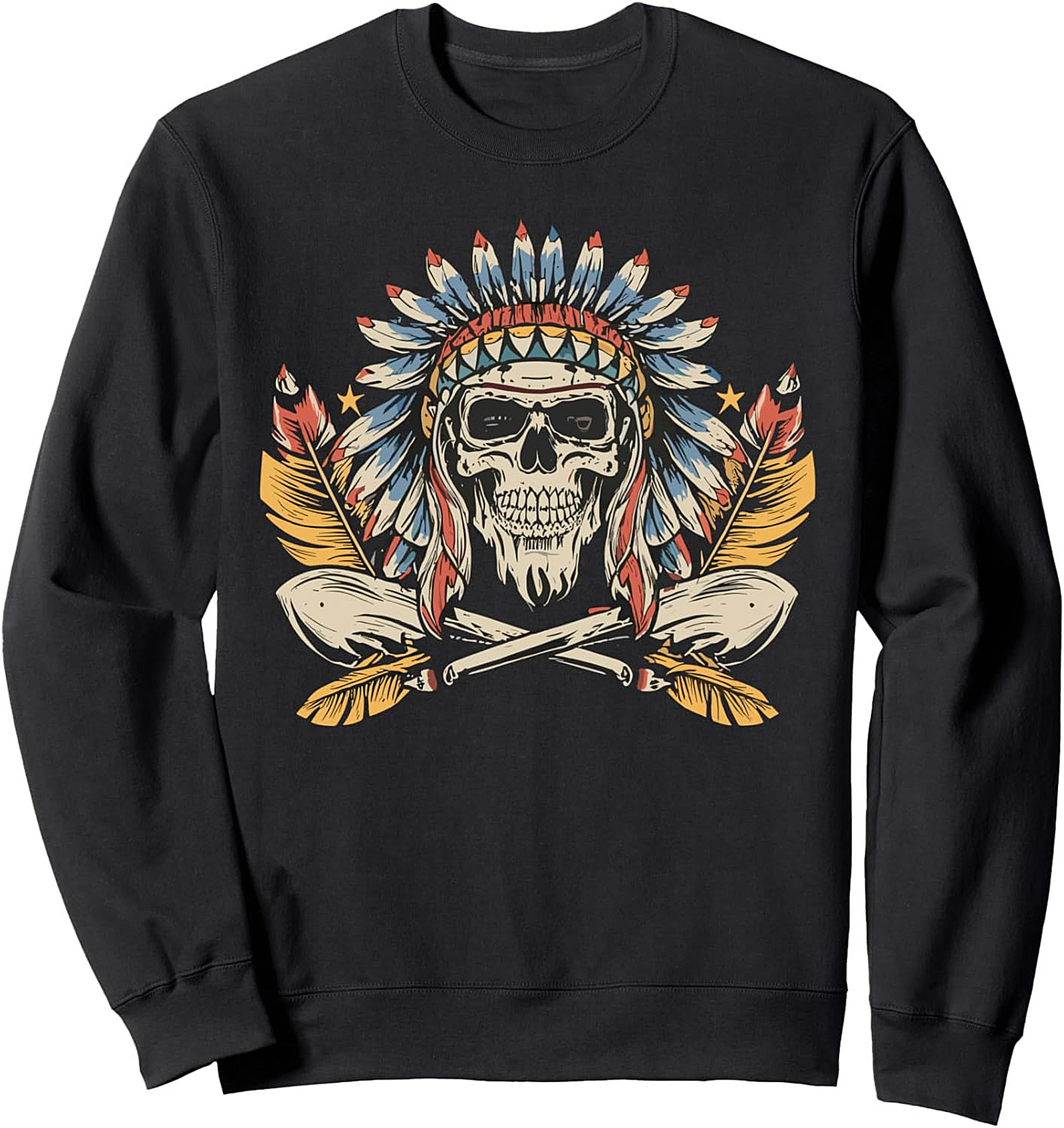 Vintage Chief Skull Graphic Sweatshirt Cozy Crewneck