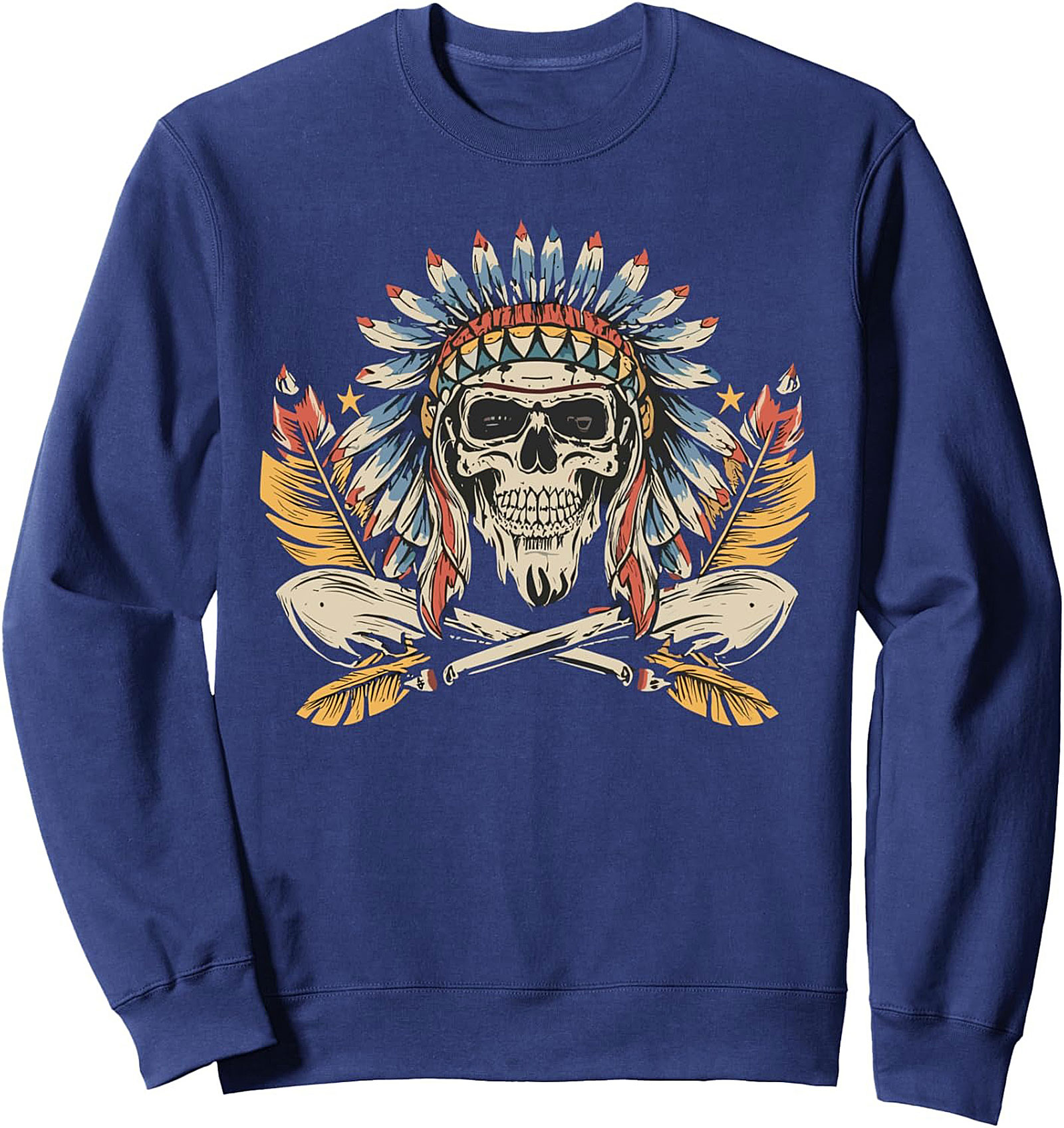 Vintage Chief Skull Graphic Sweatshirt Cozy Crewneck