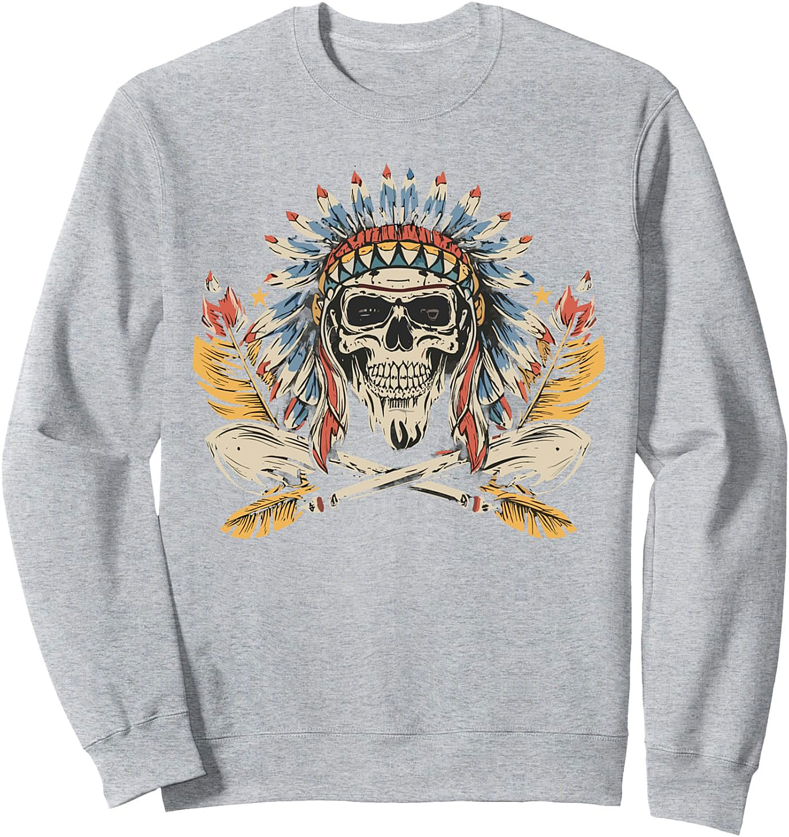 Vintage Chief Skull Graphic Sweatshirt Cozy Crewneck