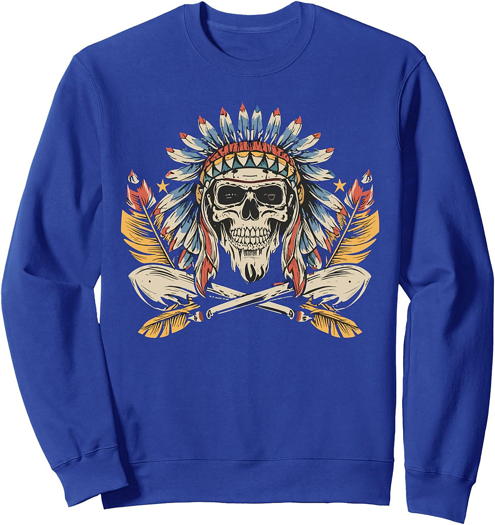 Vintage Chief Skull Graphic Sweatshirt Cozy Crewneck