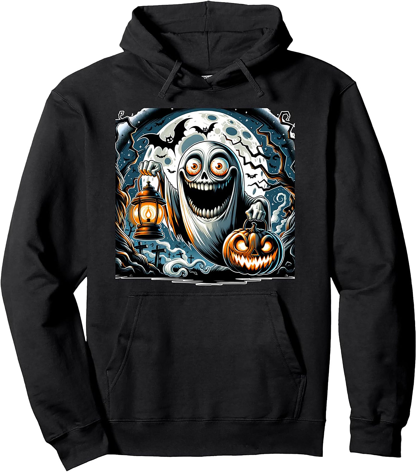 Spooky Ghost Pullover Hoodie | Halloween Graphic Hoodies