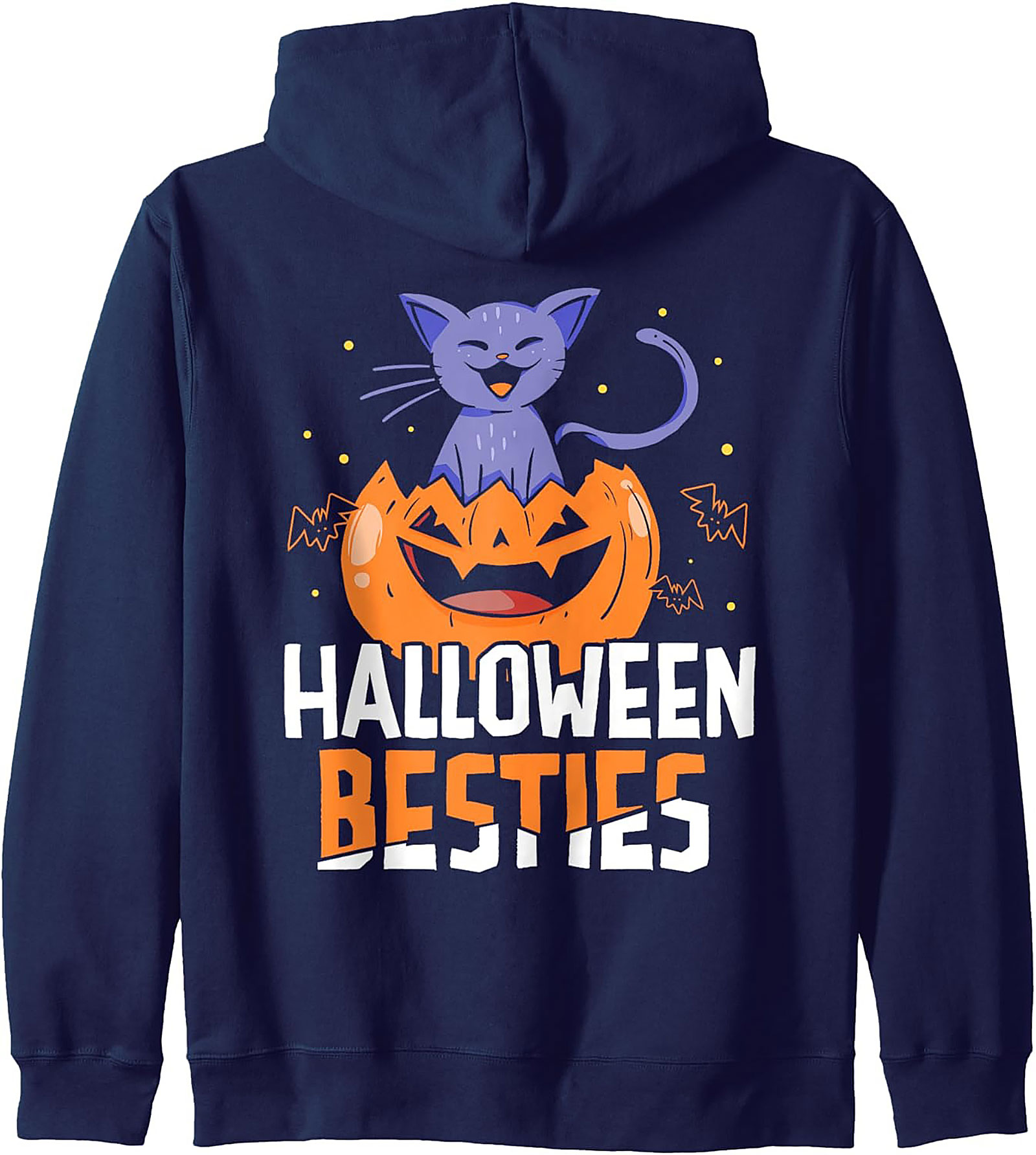 Halloween Besties Cat Pullover Hoodie | Cozy Fall Gift