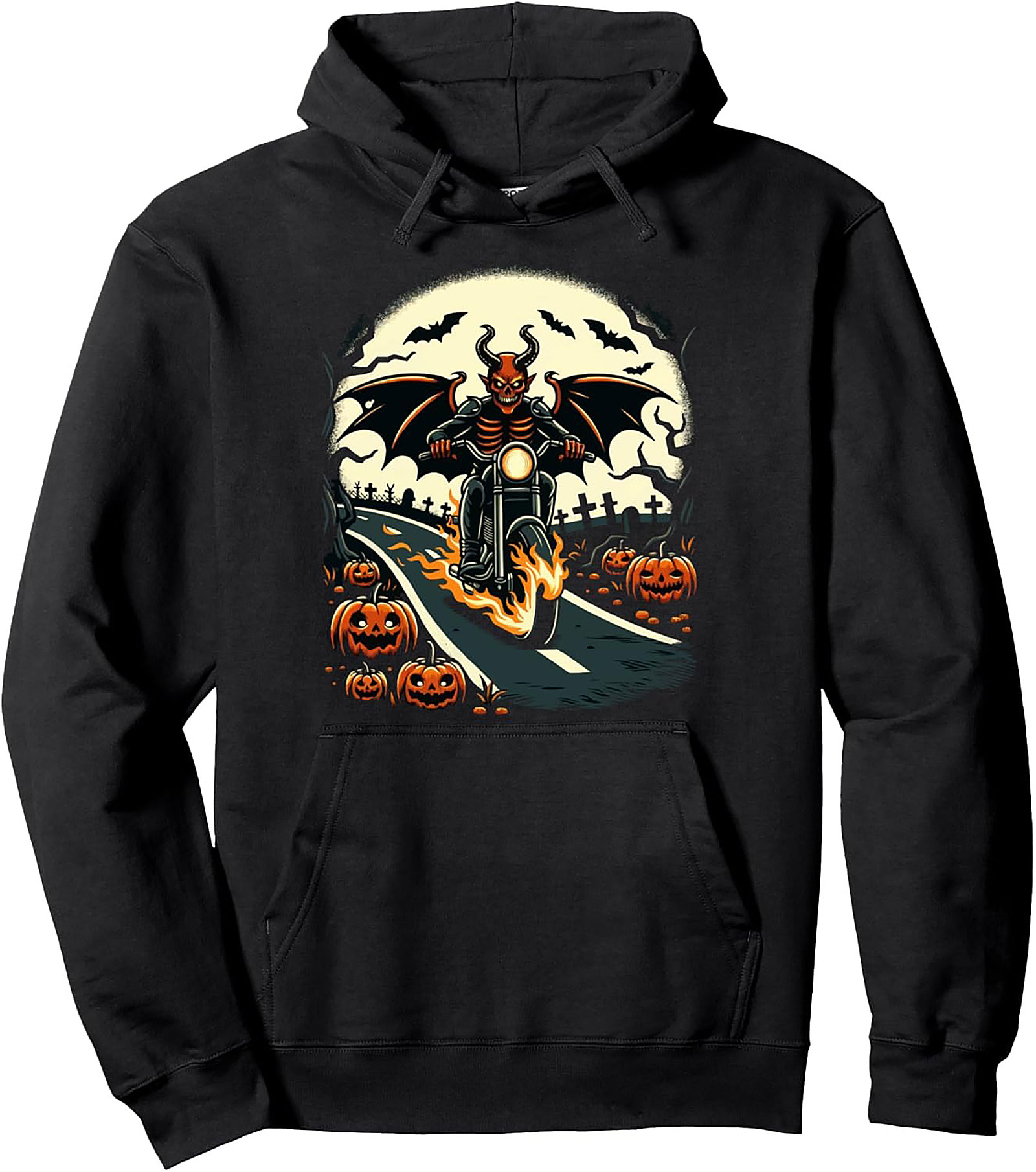 Hell Rider Halloween Biker Pullover Hoodie | Cozy Streetwear