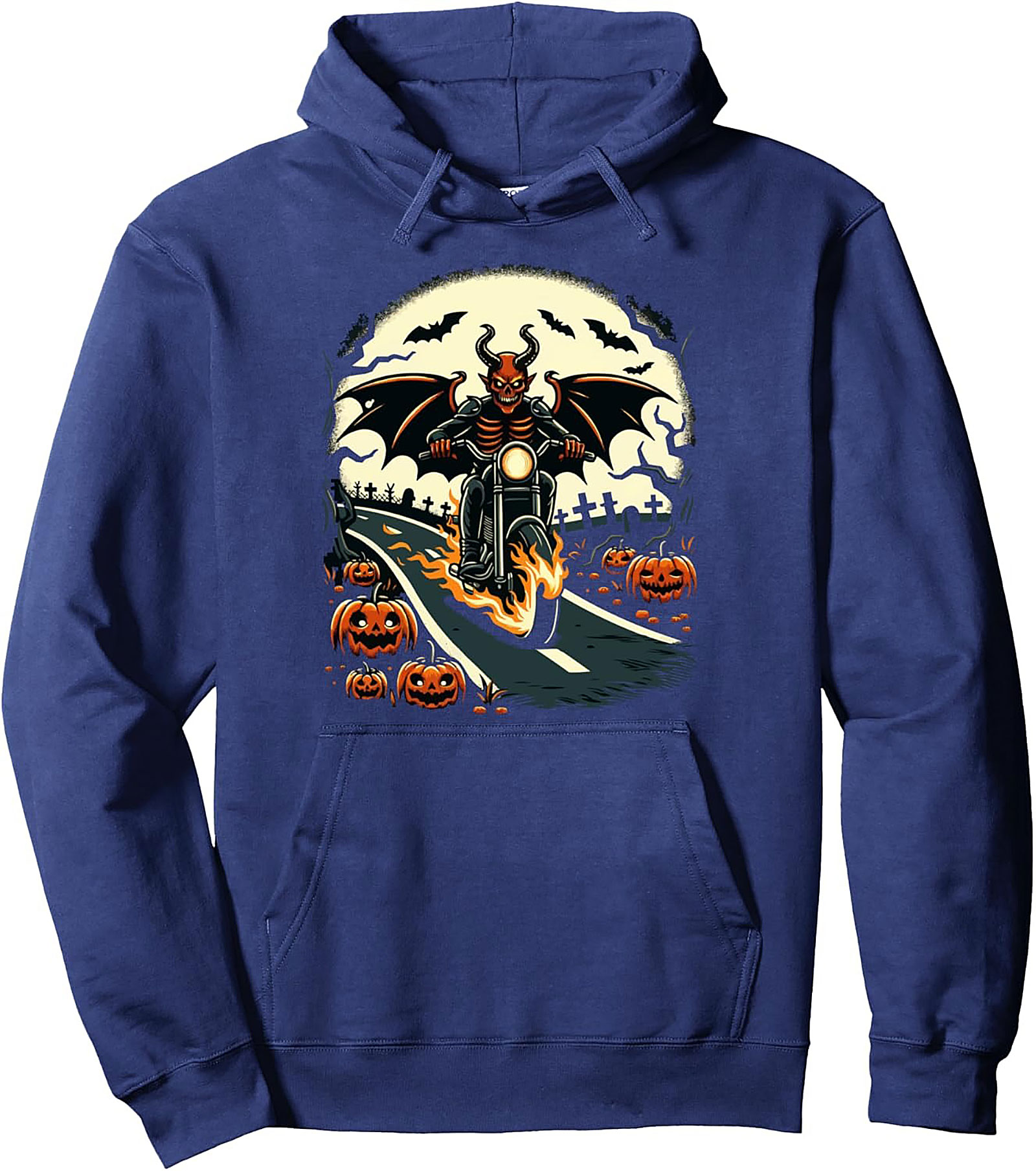 Hell Rider Halloween Biker Pullover Hoodie | Cozy Streetwear