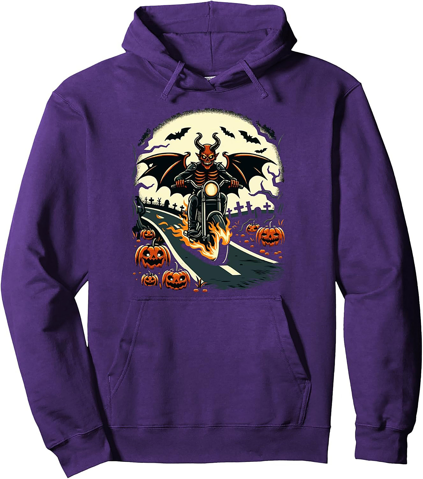 Hell Rider Halloween Biker Pullover Hoodie | Cozy Streetwear
