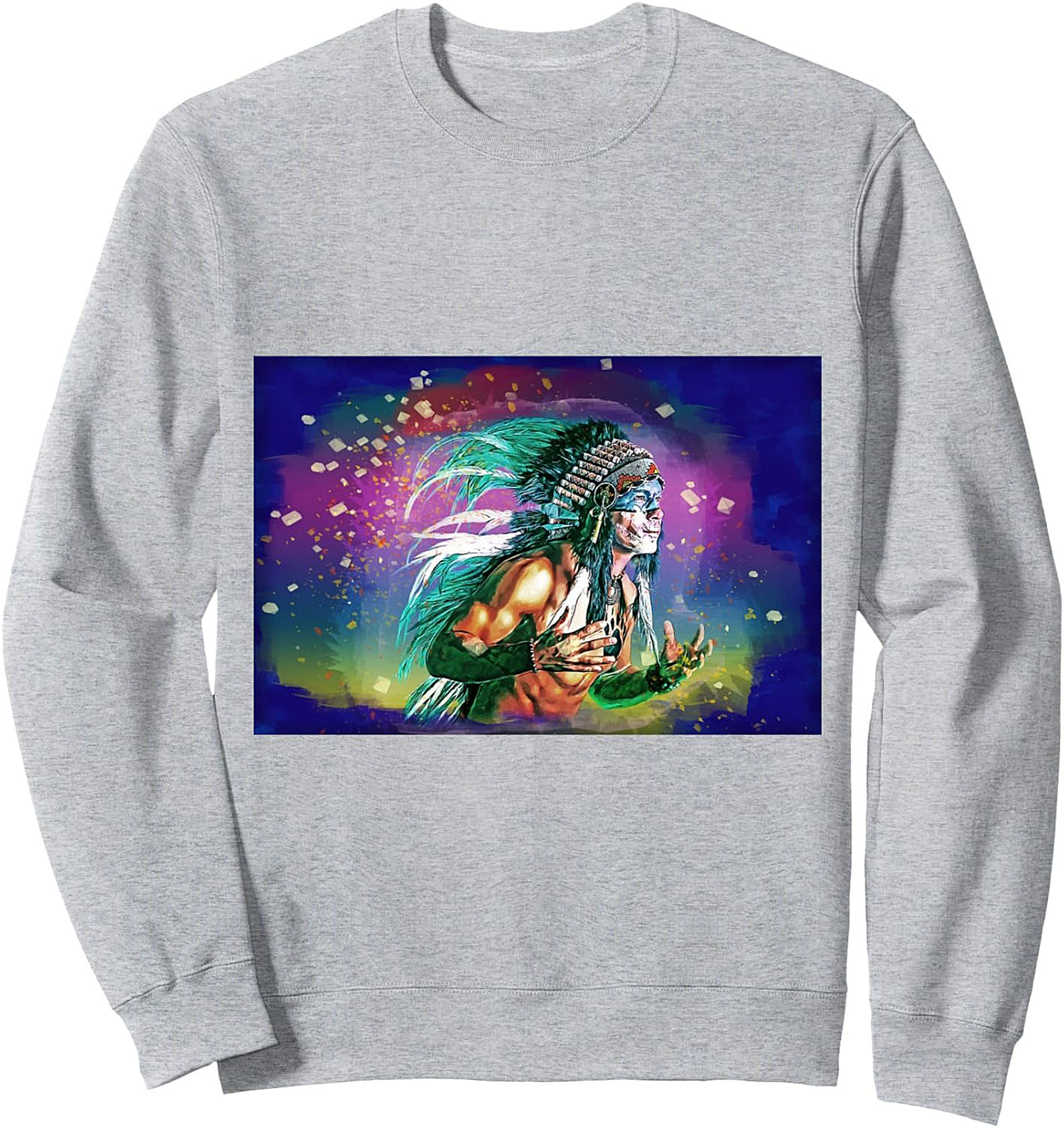 Vibrant Chief Warrior Art Graphic Sweatshirt Cozy Pullover