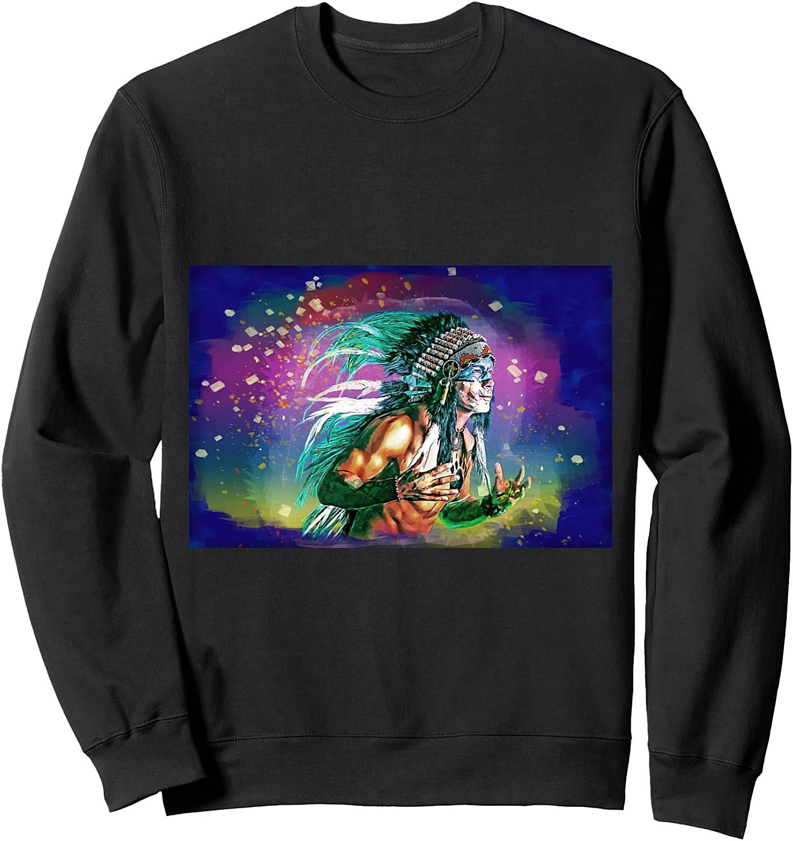 Vibrant Chief Warrior Art Graphic Sweatshirt Cozy Pullover