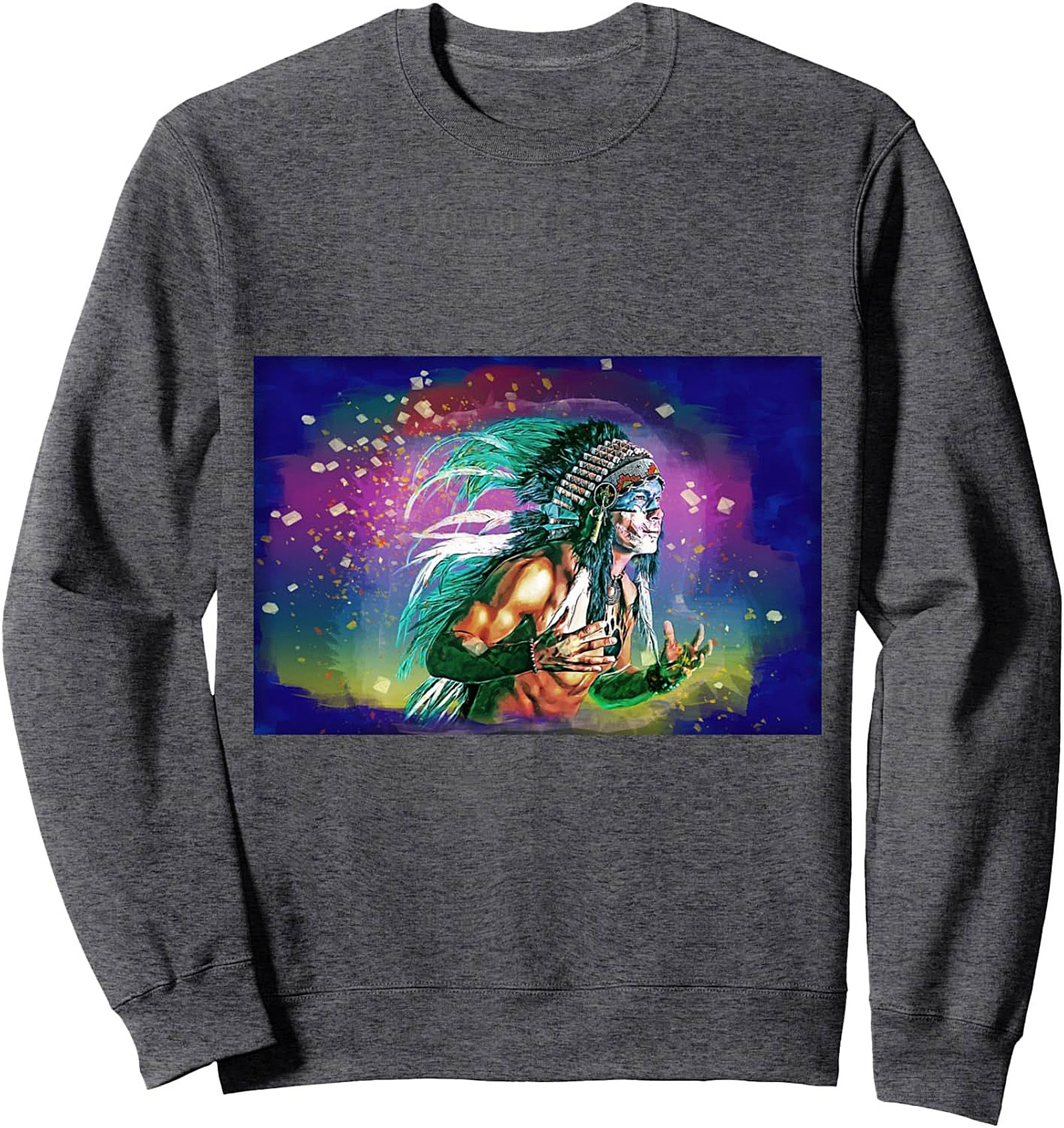 Vibrant Chief Warrior Art Graphic Sweatshirt Cozy Pullover