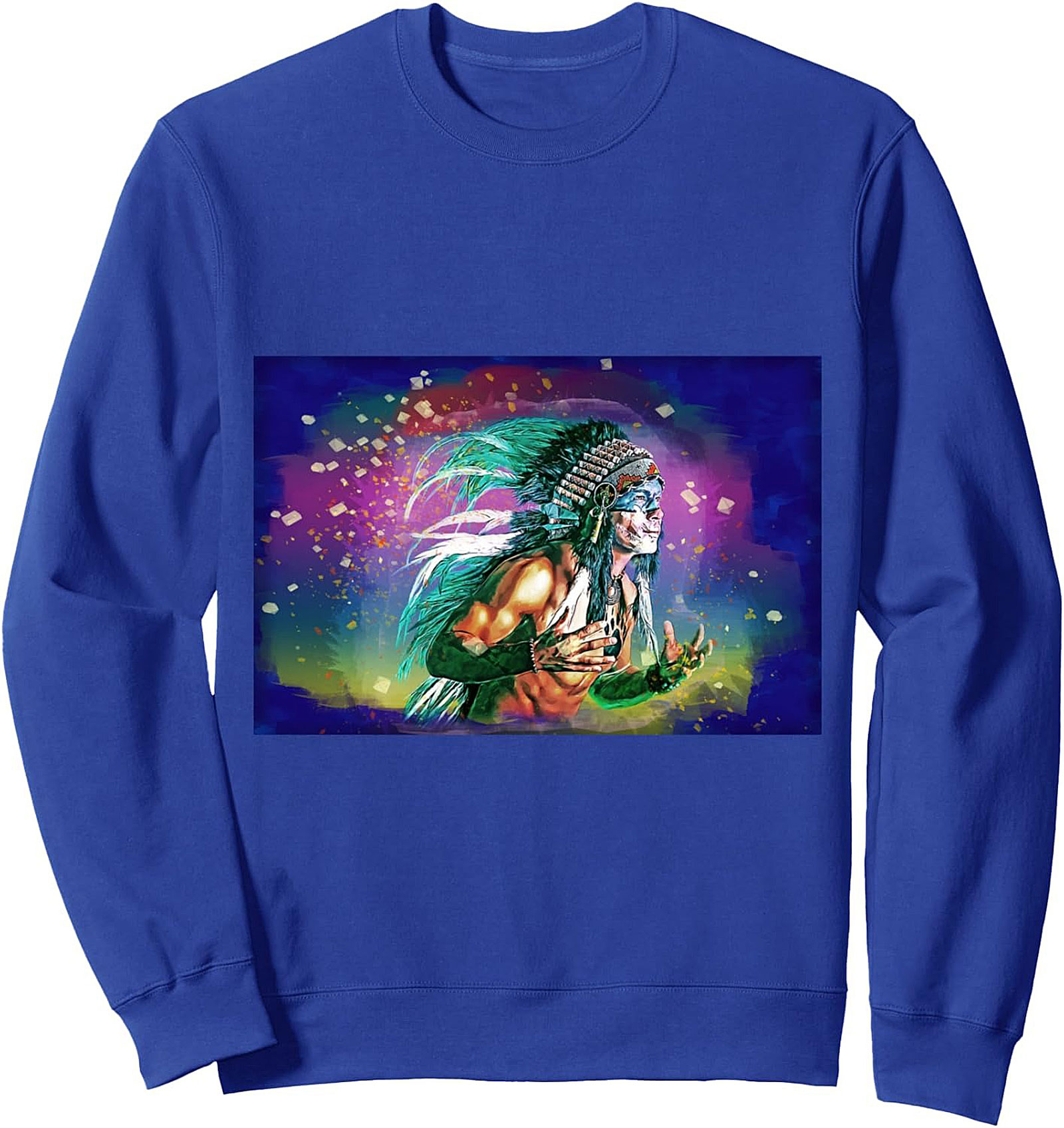 Vibrant Chief Warrior Art Graphic Sweatshirt Cozy Pullover