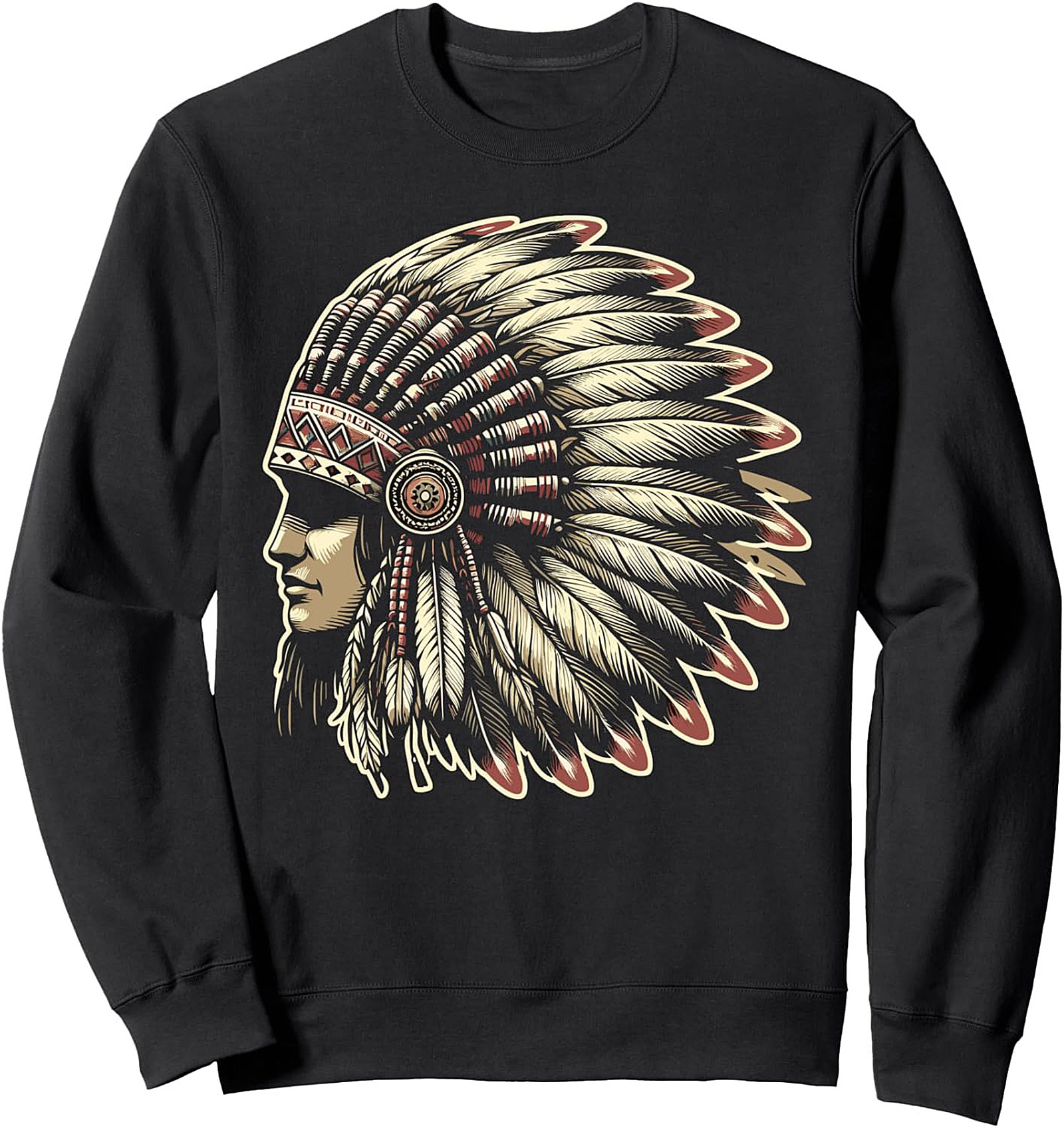 Native American Chief Graphic Sweatshirt Pullover Crewneck