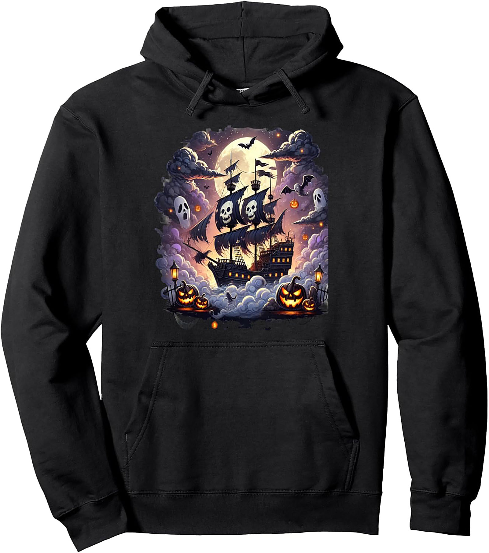 Spooky Halloween Pirate Ship Pullover Hoodie | Unisex Gift