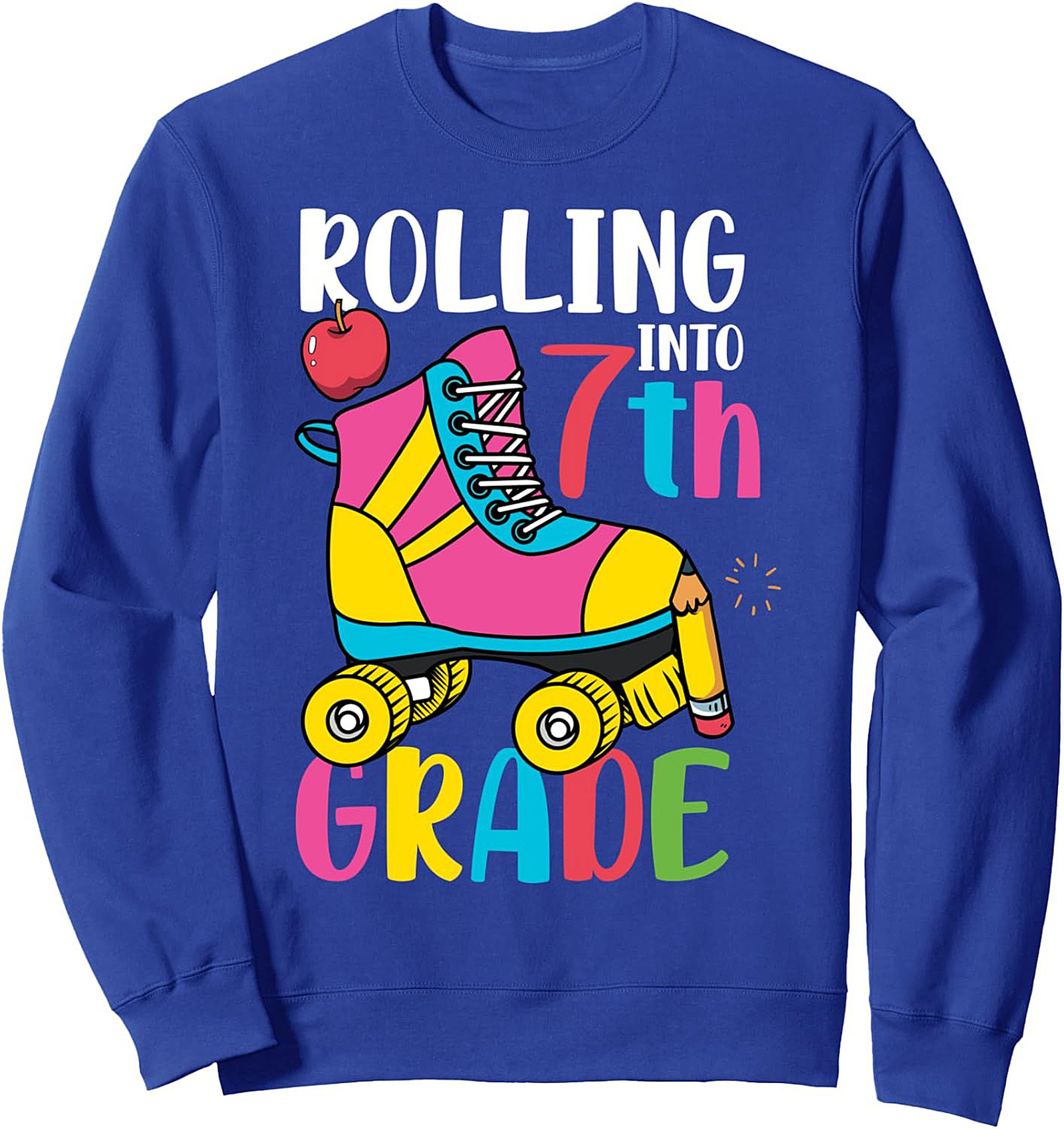 Rolling Into 7th Grade Crewneck Sweatshirt | Back to School Pullover