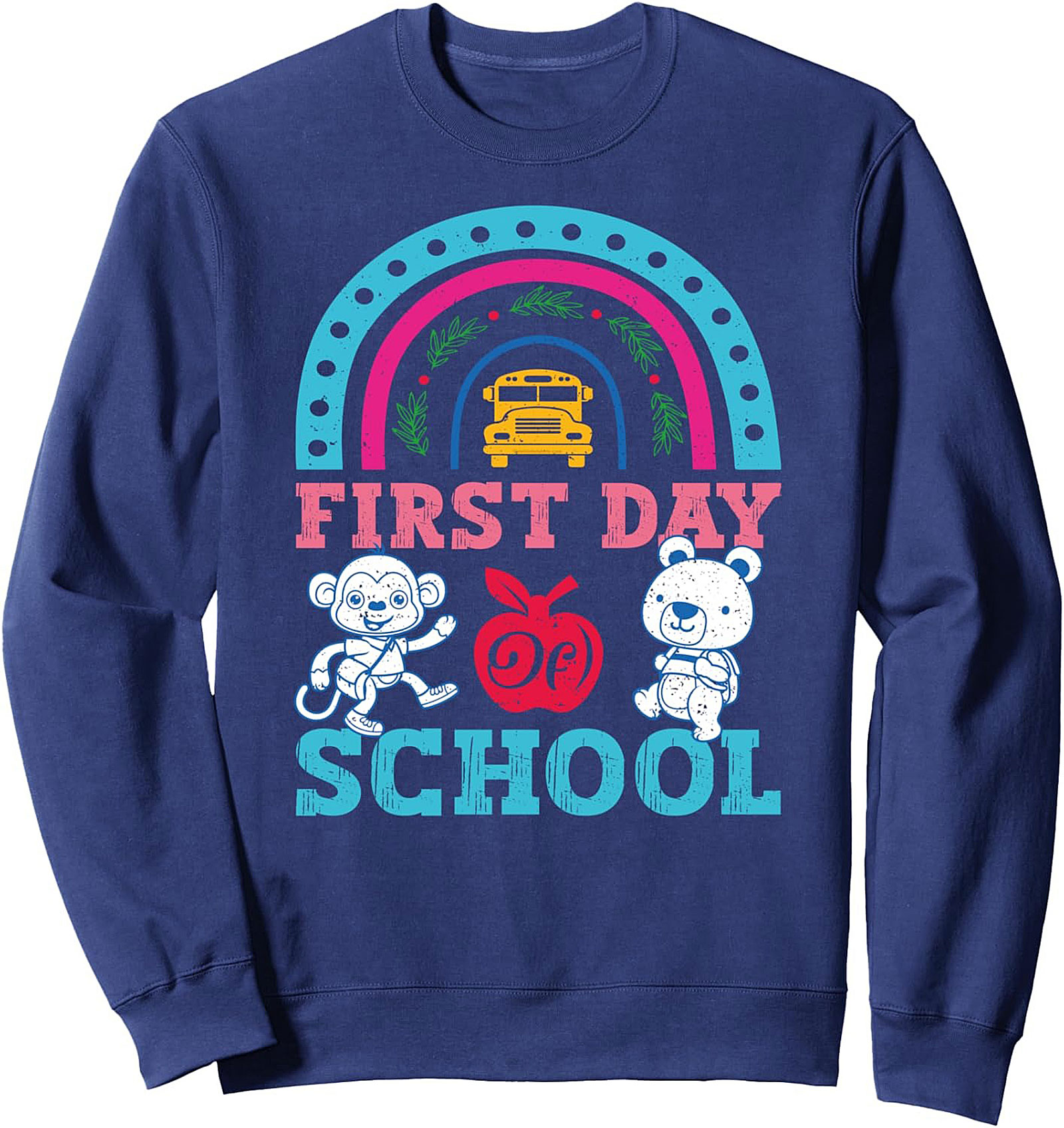 First Day of School Rainbow Animals Graphic Sweatshirt