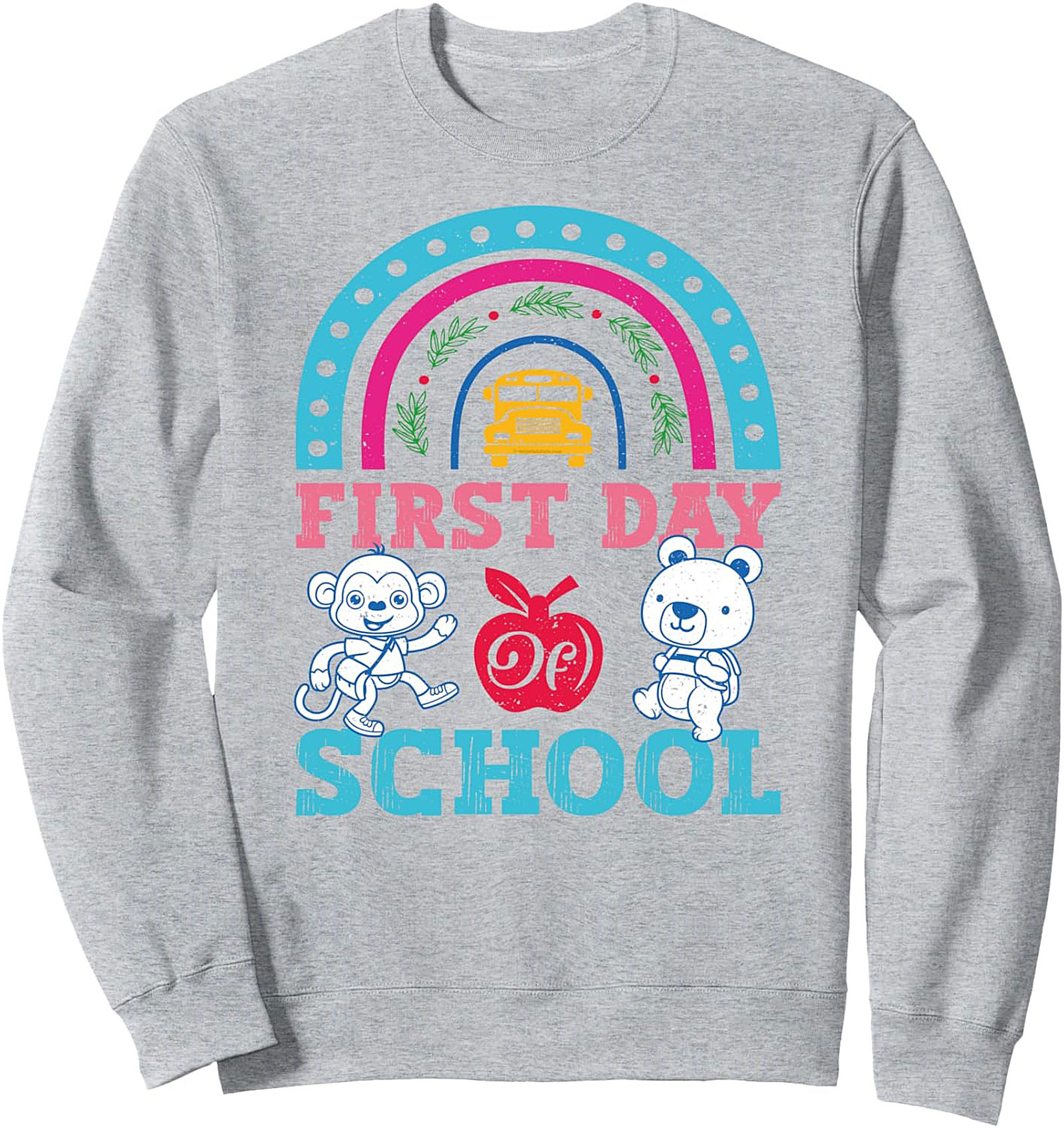 First Day of School Rainbow Animals Graphic Sweatshirt