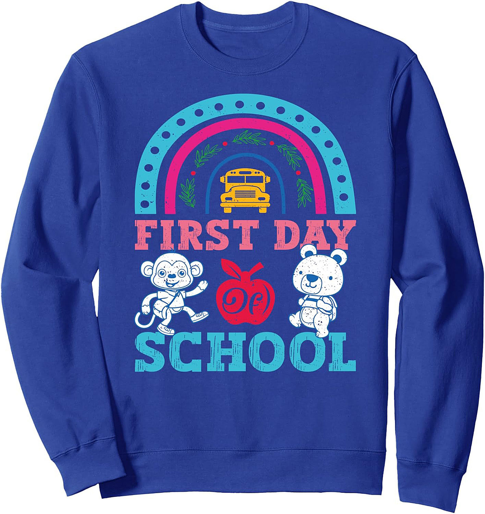 First Day of School Rainbow Animals Graphic Sweatshirt