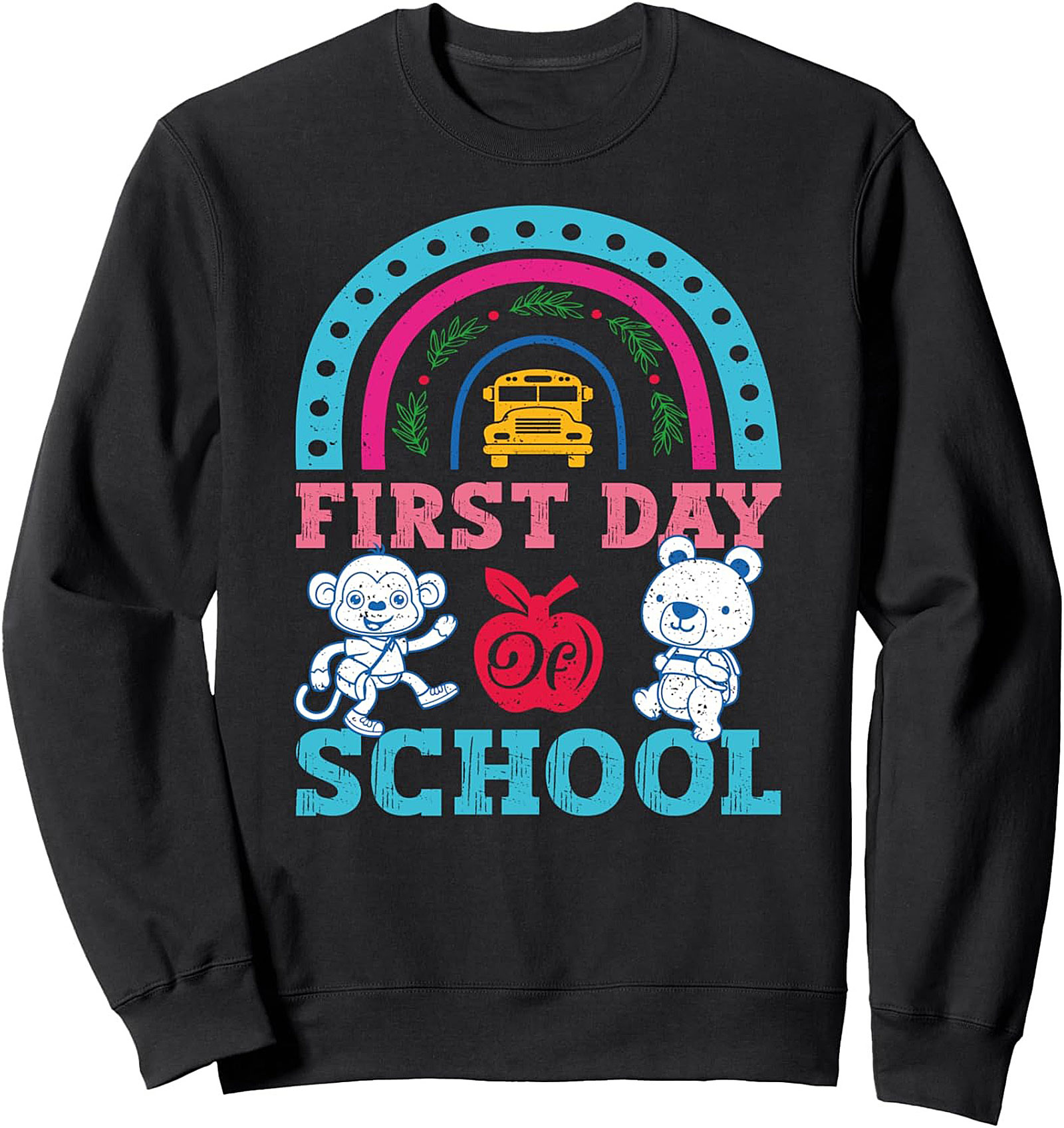 First Day of School Rainbow Animals Graphic Sweatshirt