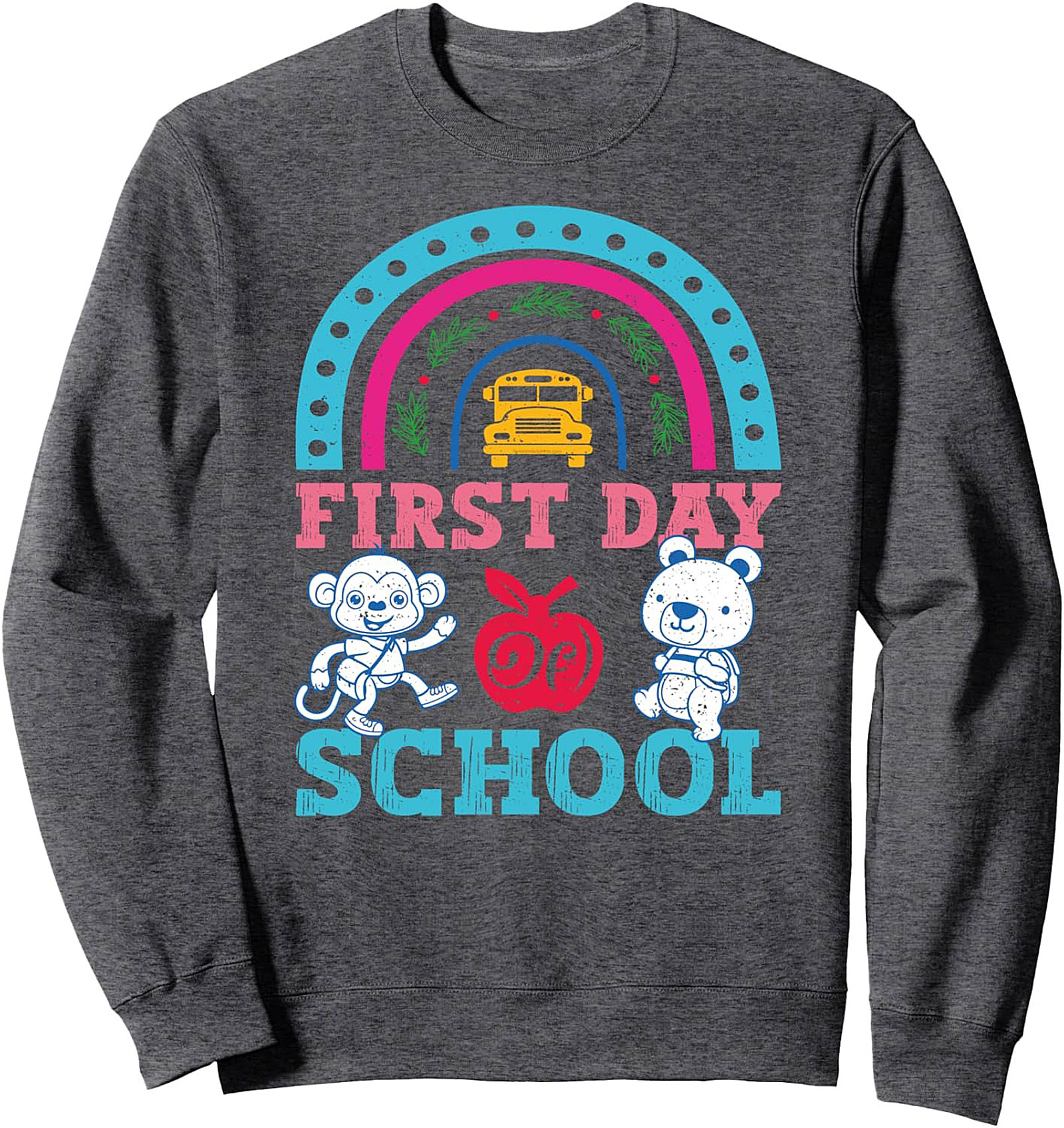 First Day of School Rainbow Animals Graphic Sweatshirt