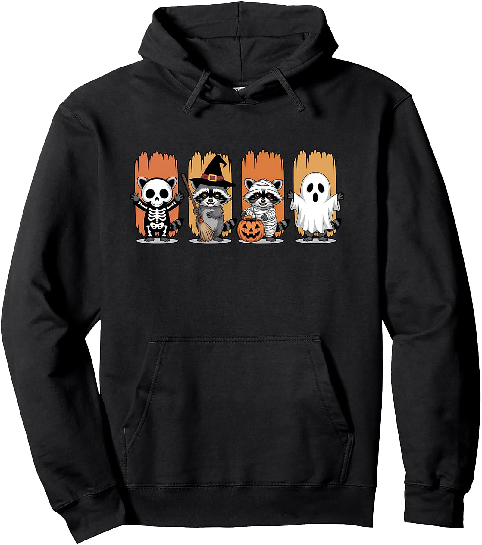 Cute Raccoon Halloween Pullover Hoodie | Cozy Streetwear