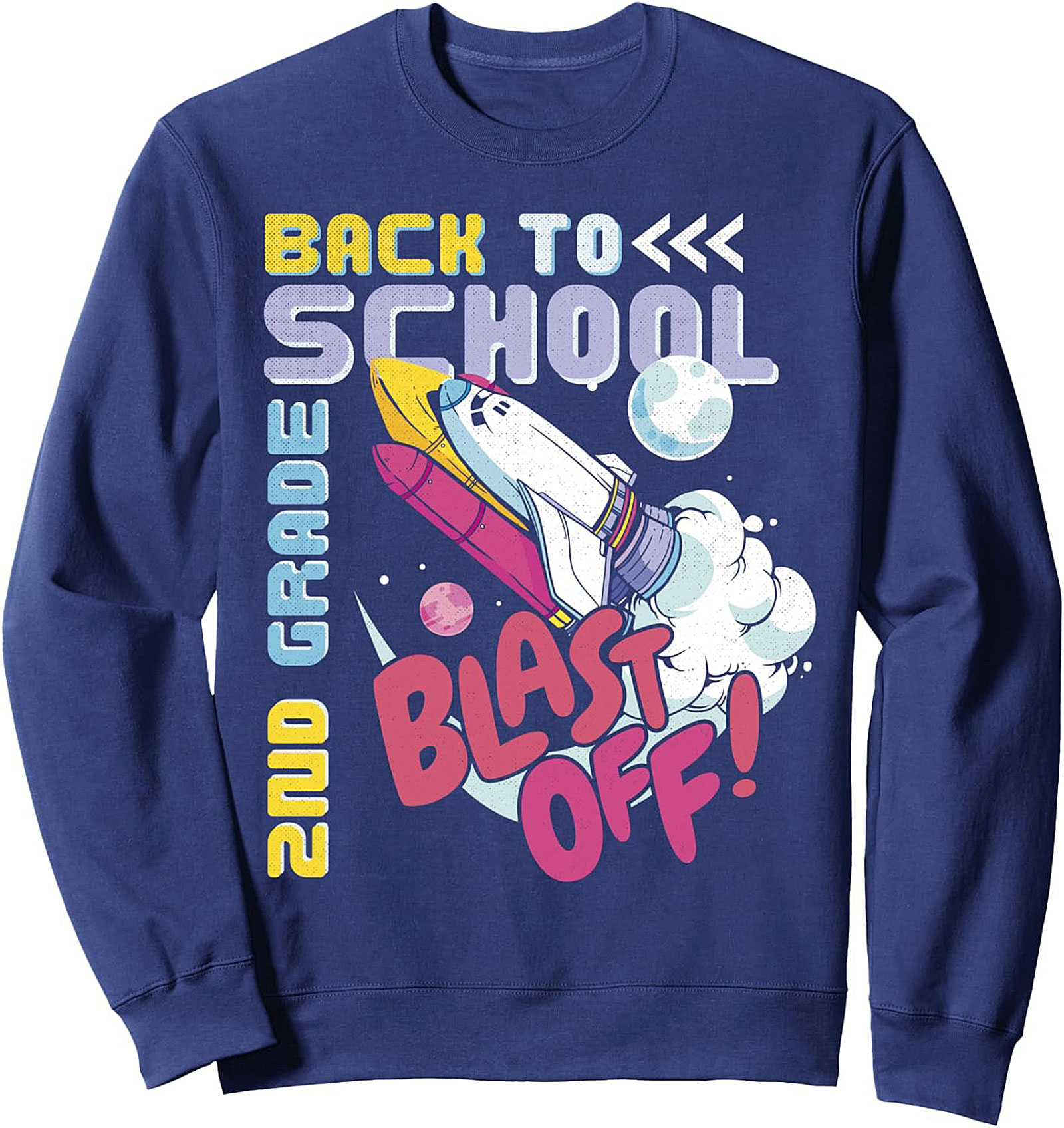 2nd Grade Back to School Blast Off! Graphic Unisex Crewneck Sweatshirt
