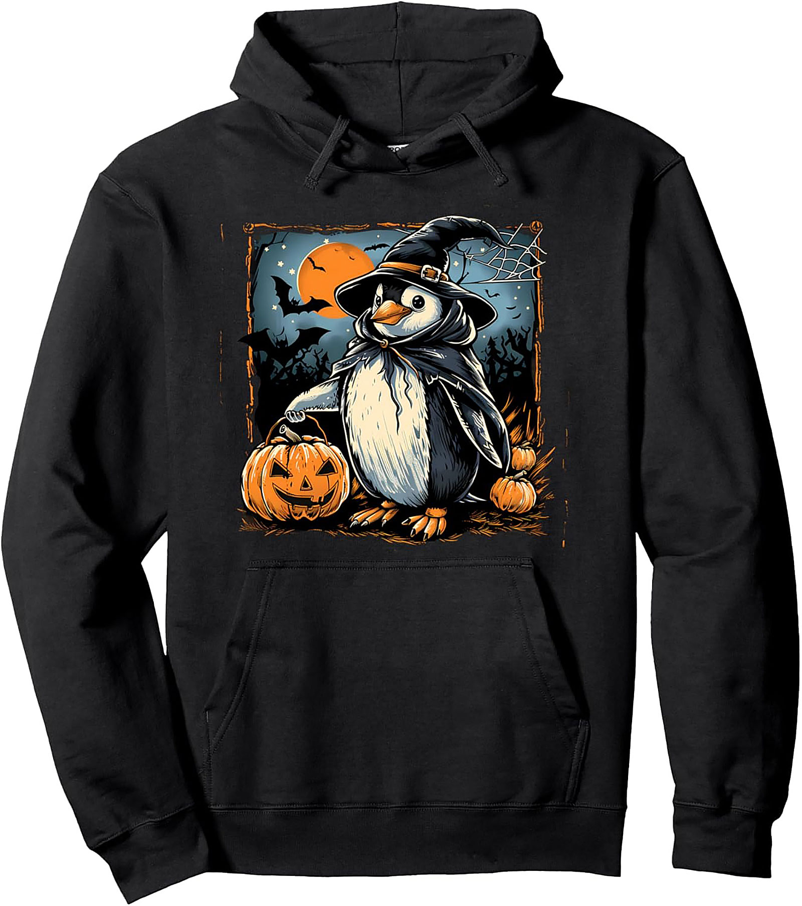 Witch Penguin Halloween Hoodie | Cozy Unisex Pullover
