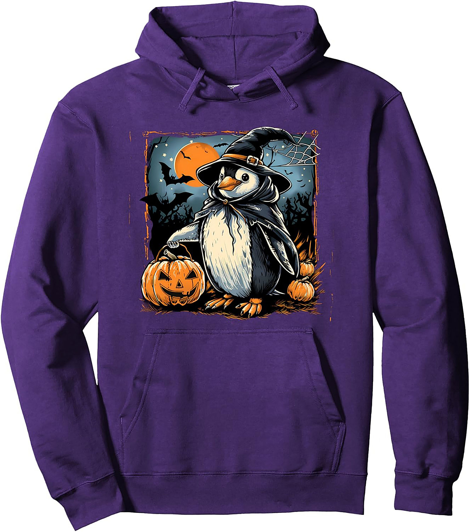Witch Penguin Halloween Hoodie | Cozy Unisex Pullover