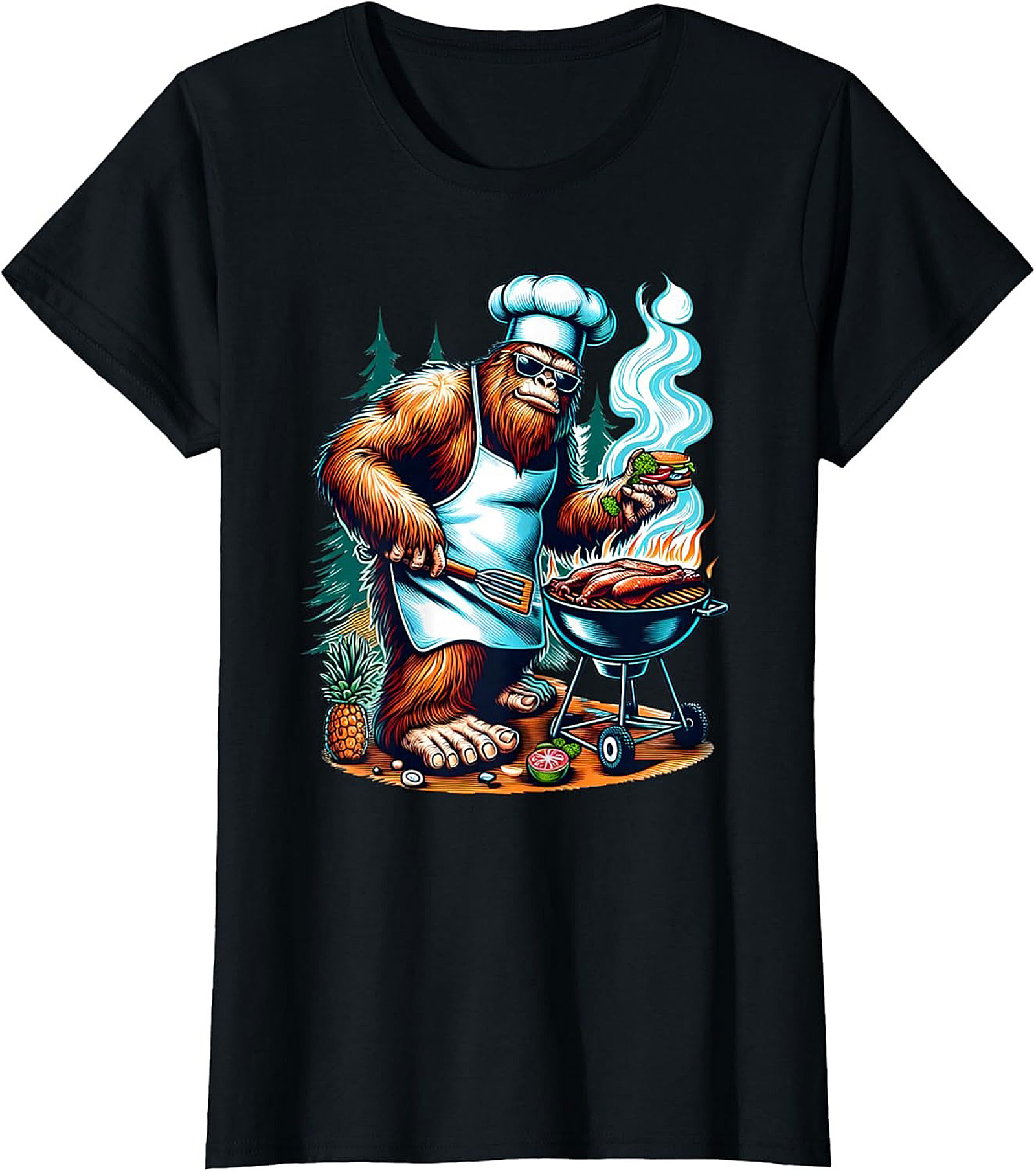 Bigfoot Chef Crewneck  t-shirt Funny BBQ Pullover Gift
