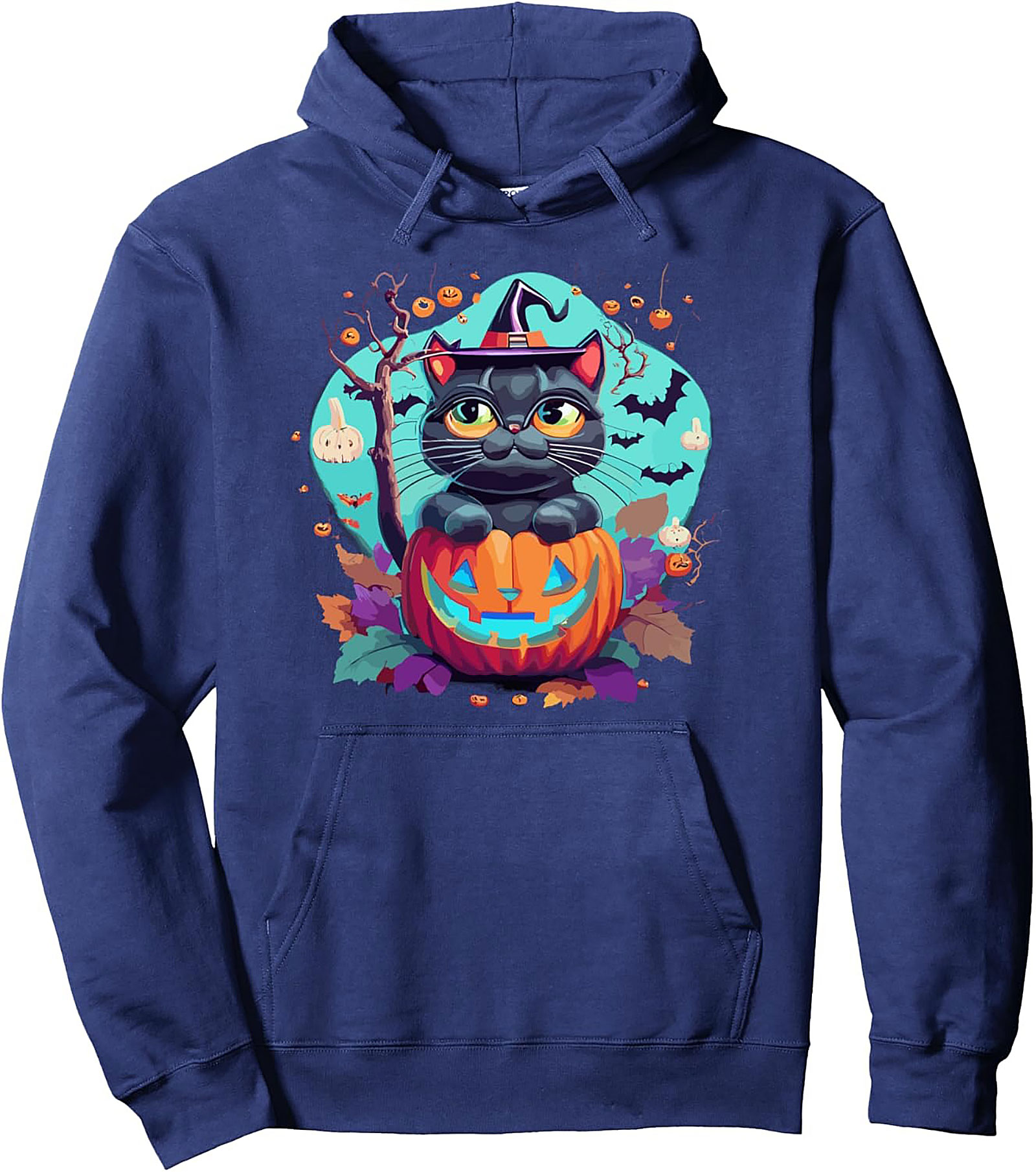 Cute Halloween Cat Pullover Hoodie | Spooky Black Cat Gift