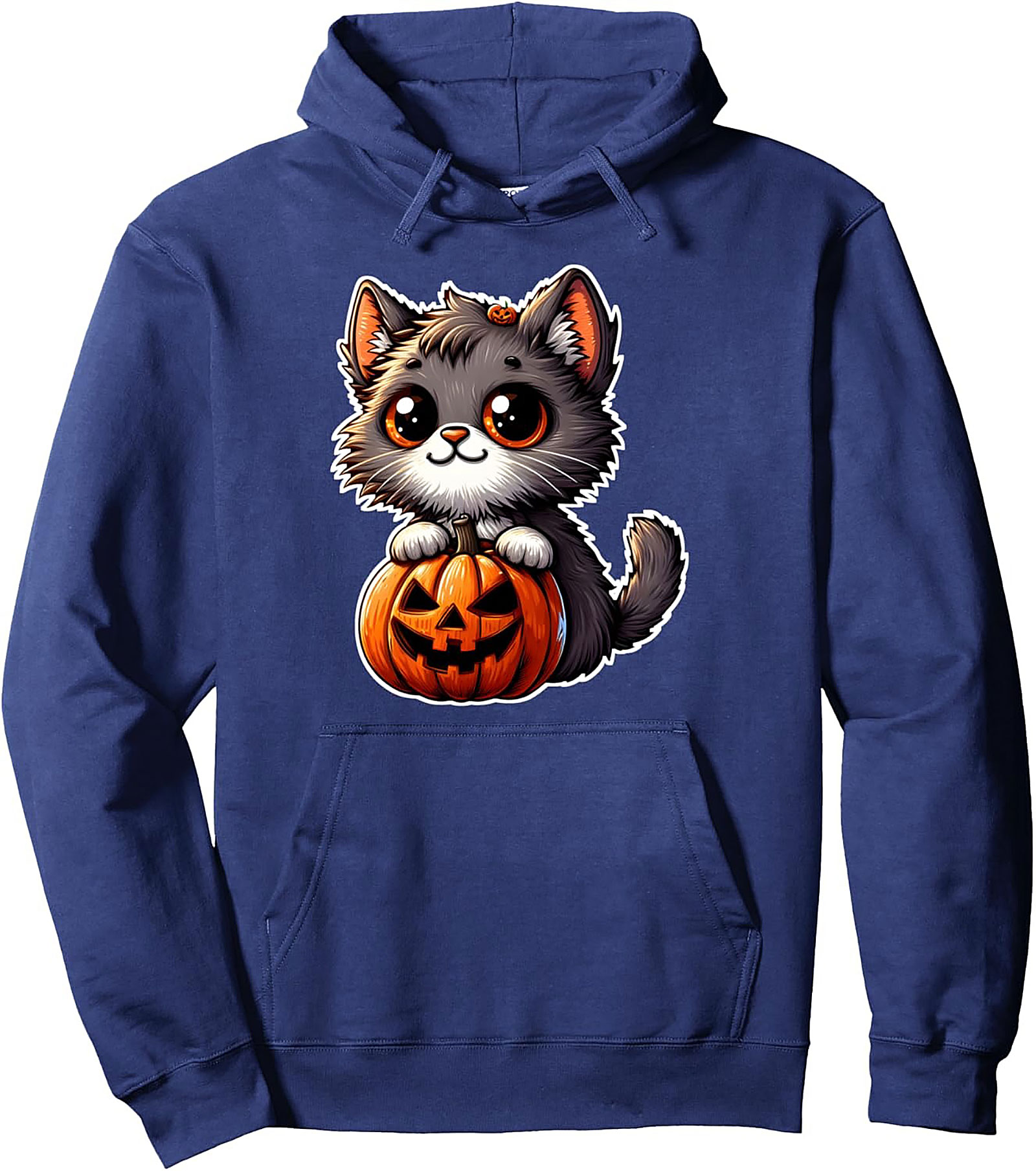 Cute Halloween Cat Pullover Hoodie | Kawaii Kitten Gift
