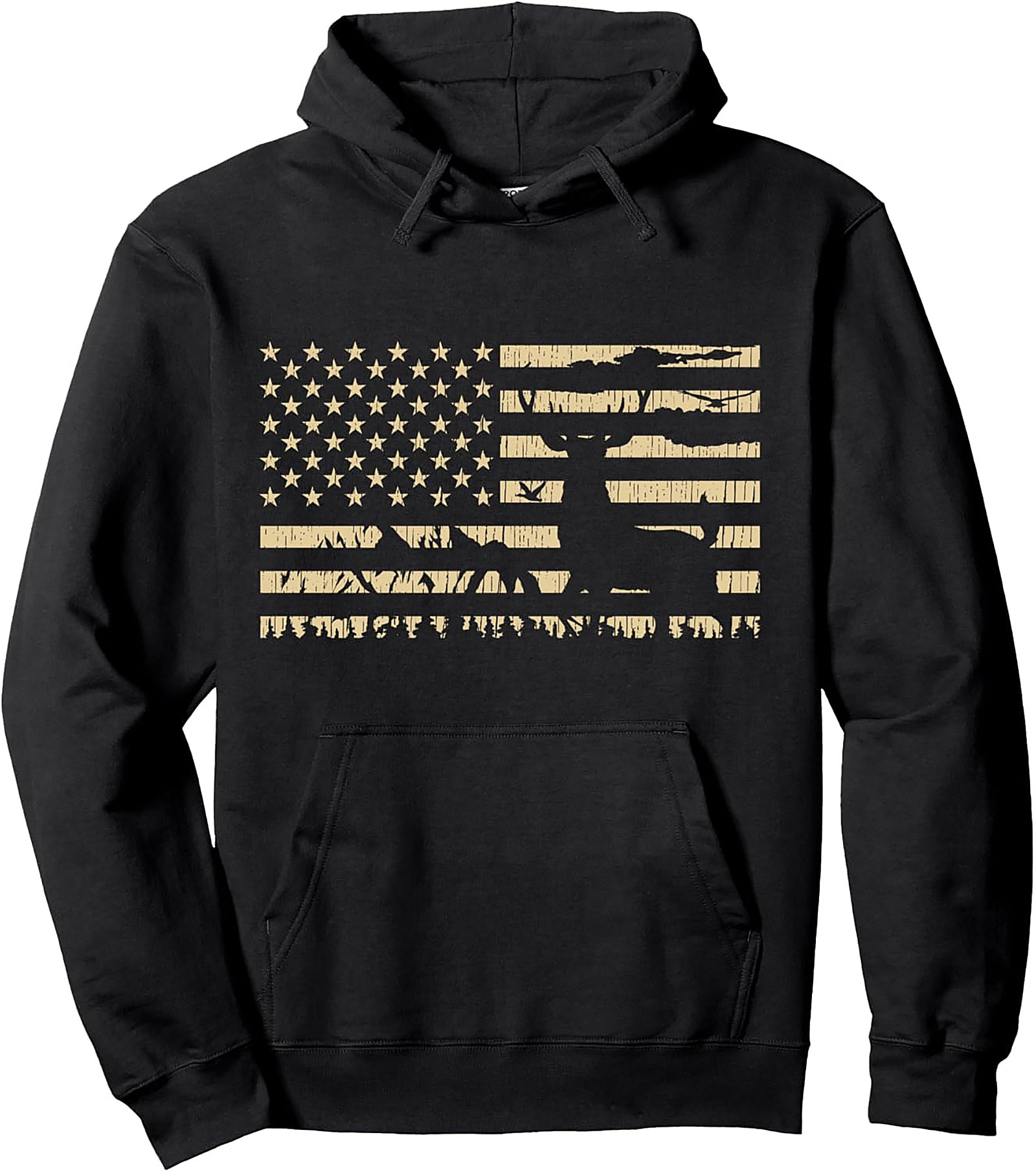 Patriotic Hunting Pullover Hoodie | Distressed Flag Design