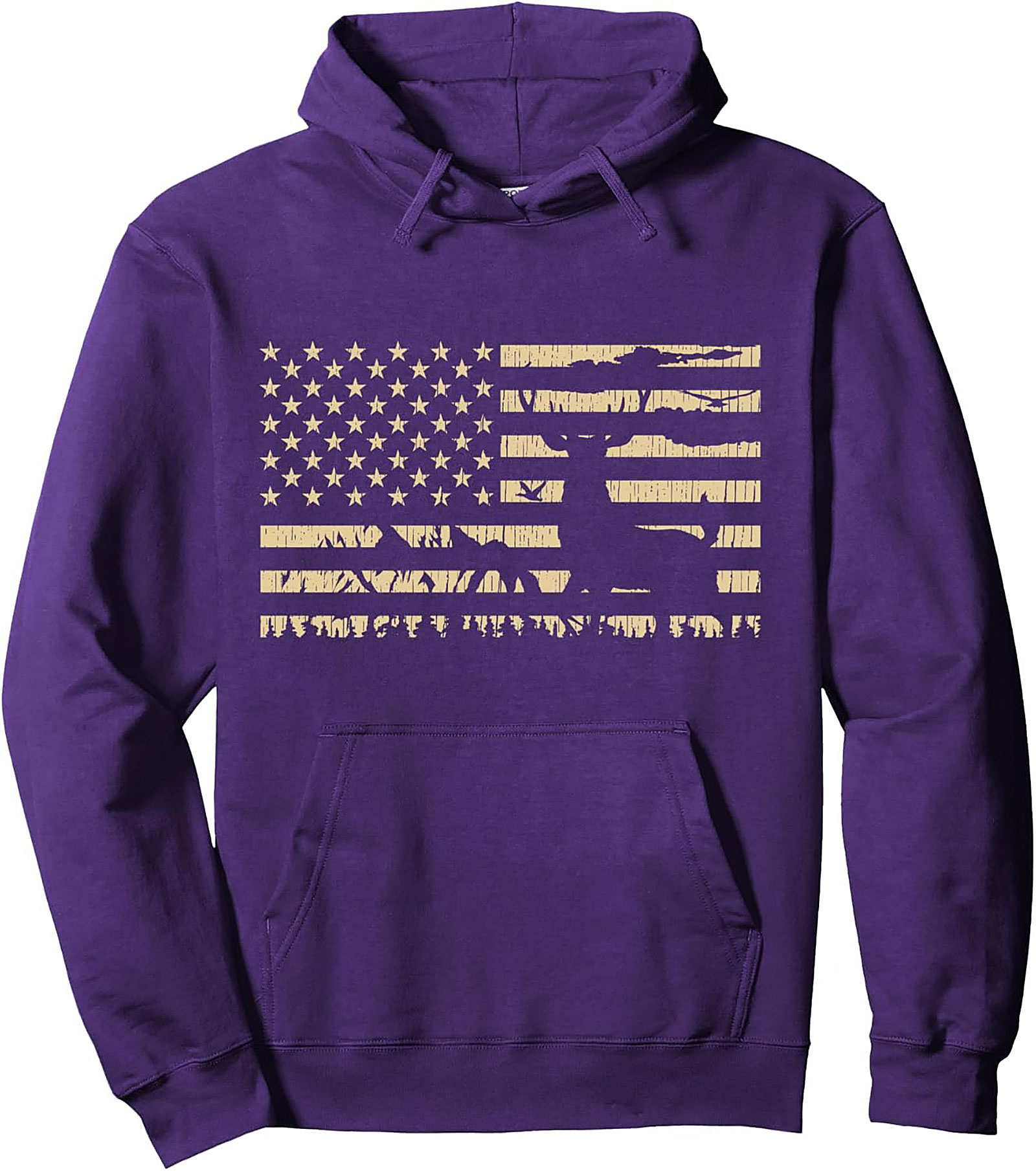 Patriotic Hunting Pullover Hoodie | Distressed Flag Design