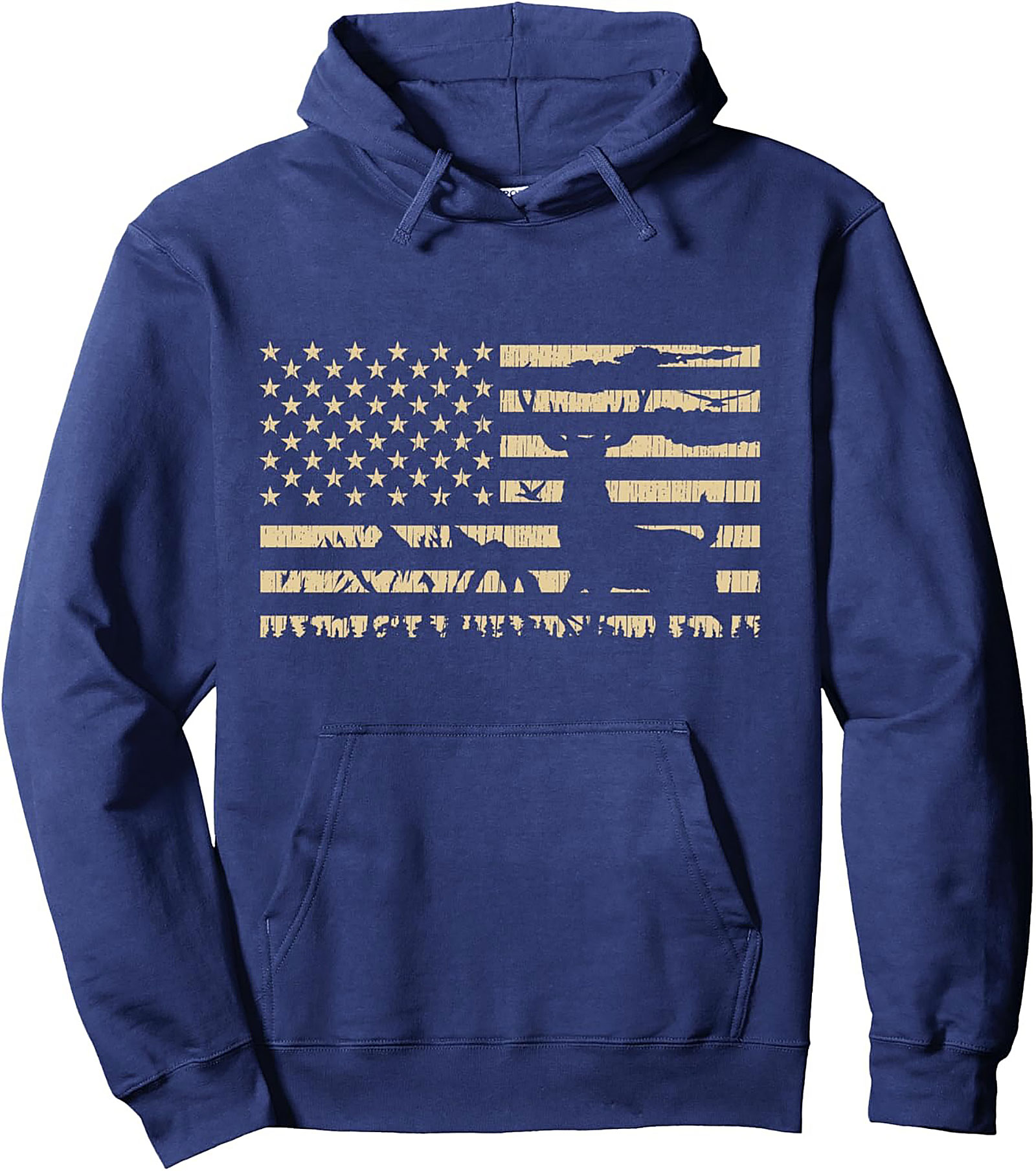 Patriotic Hunting Pullover Hoodie | Distressed Flag Design