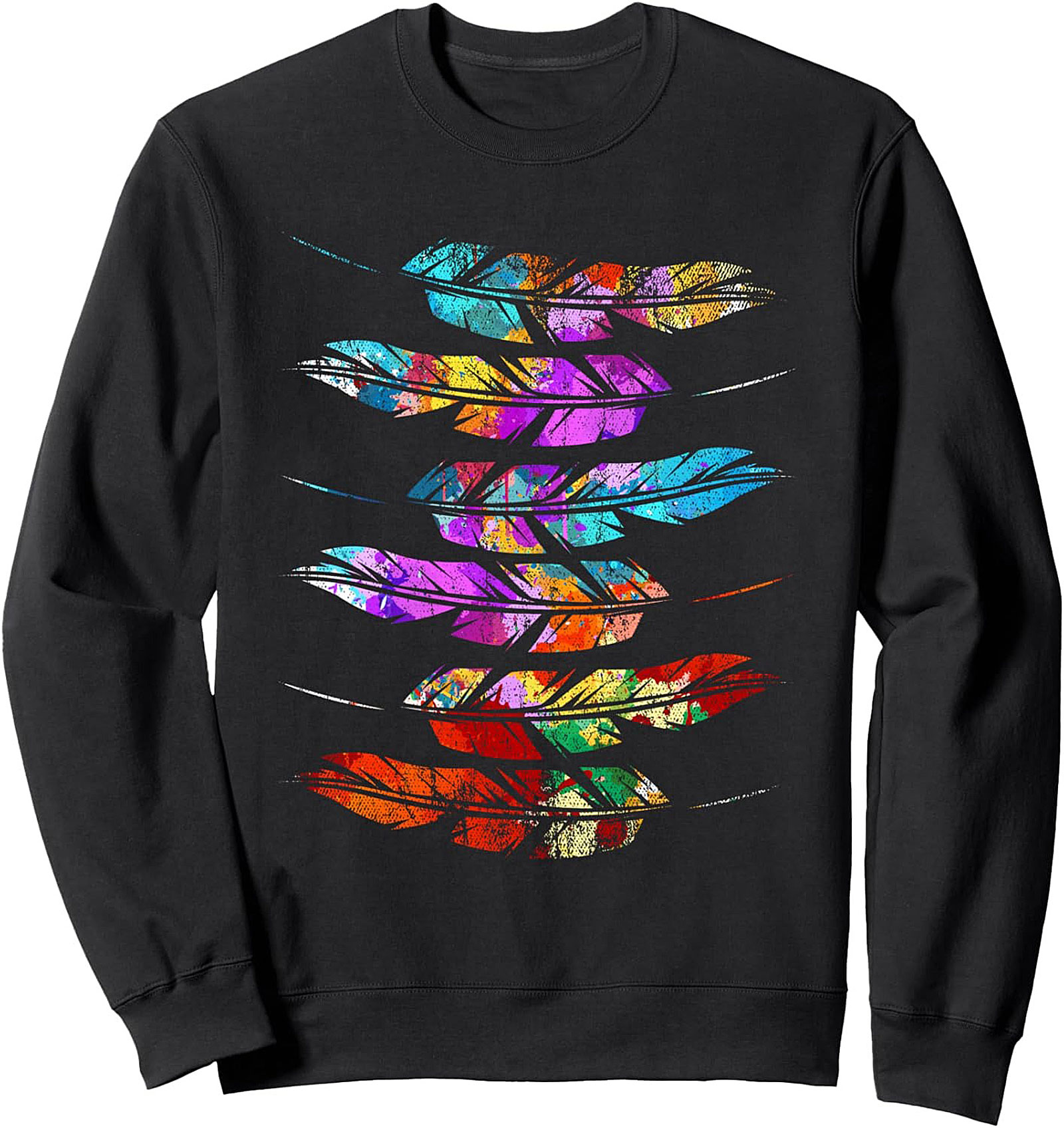Vibrant Abstract Feather Graphic Sweatshirt Unisex