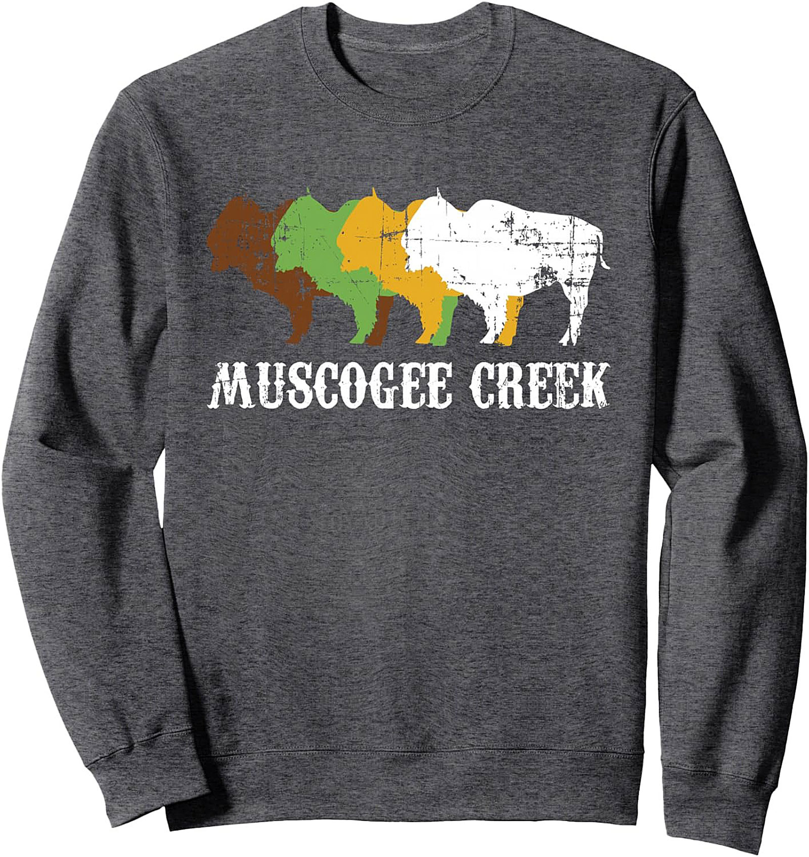 Muscogee Creek Bison Crewneck Sweatshirt Vintage Pullover