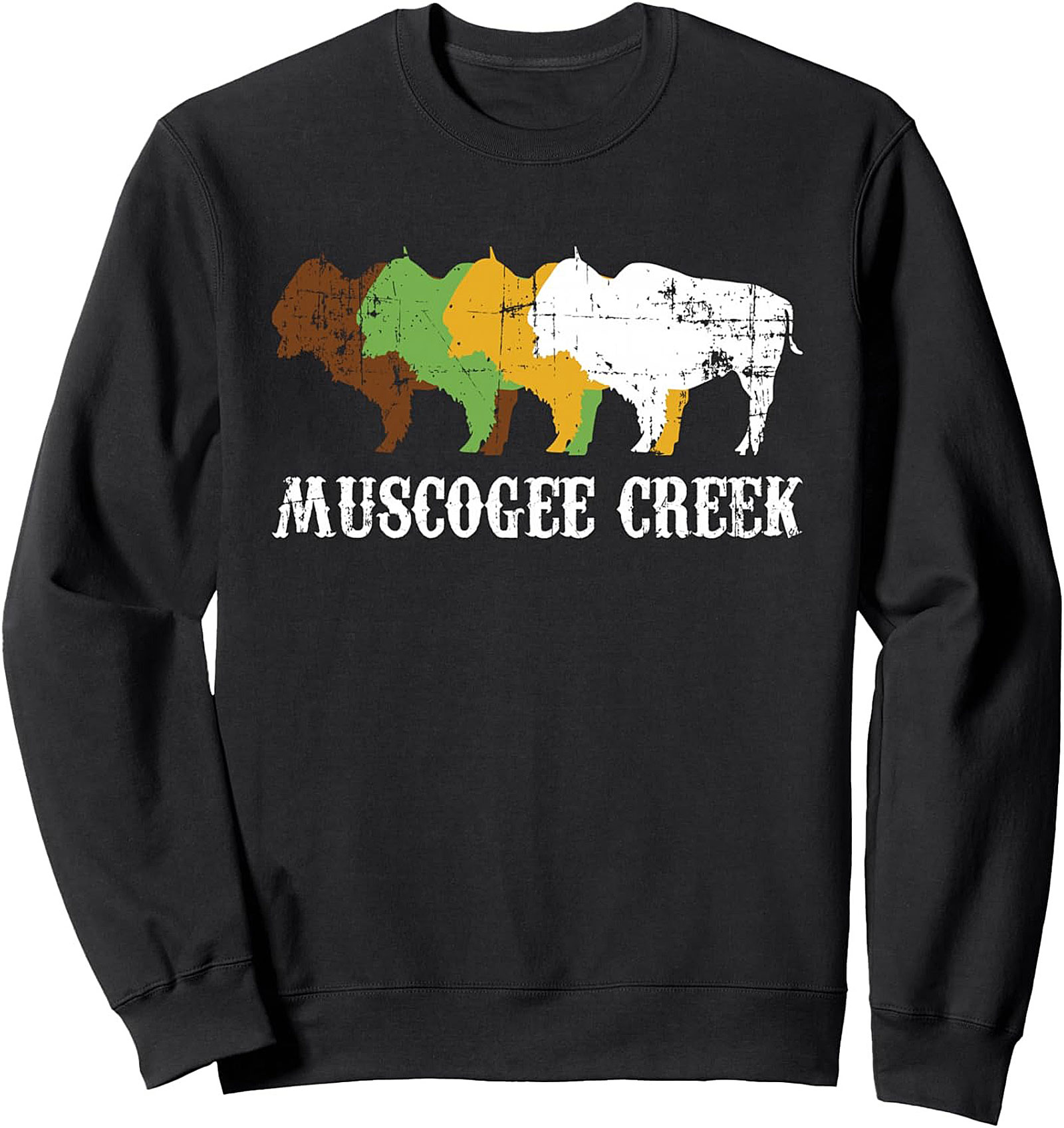 Muscogee Creek Bison Crewneck Sweatshirt Vintage Pullover