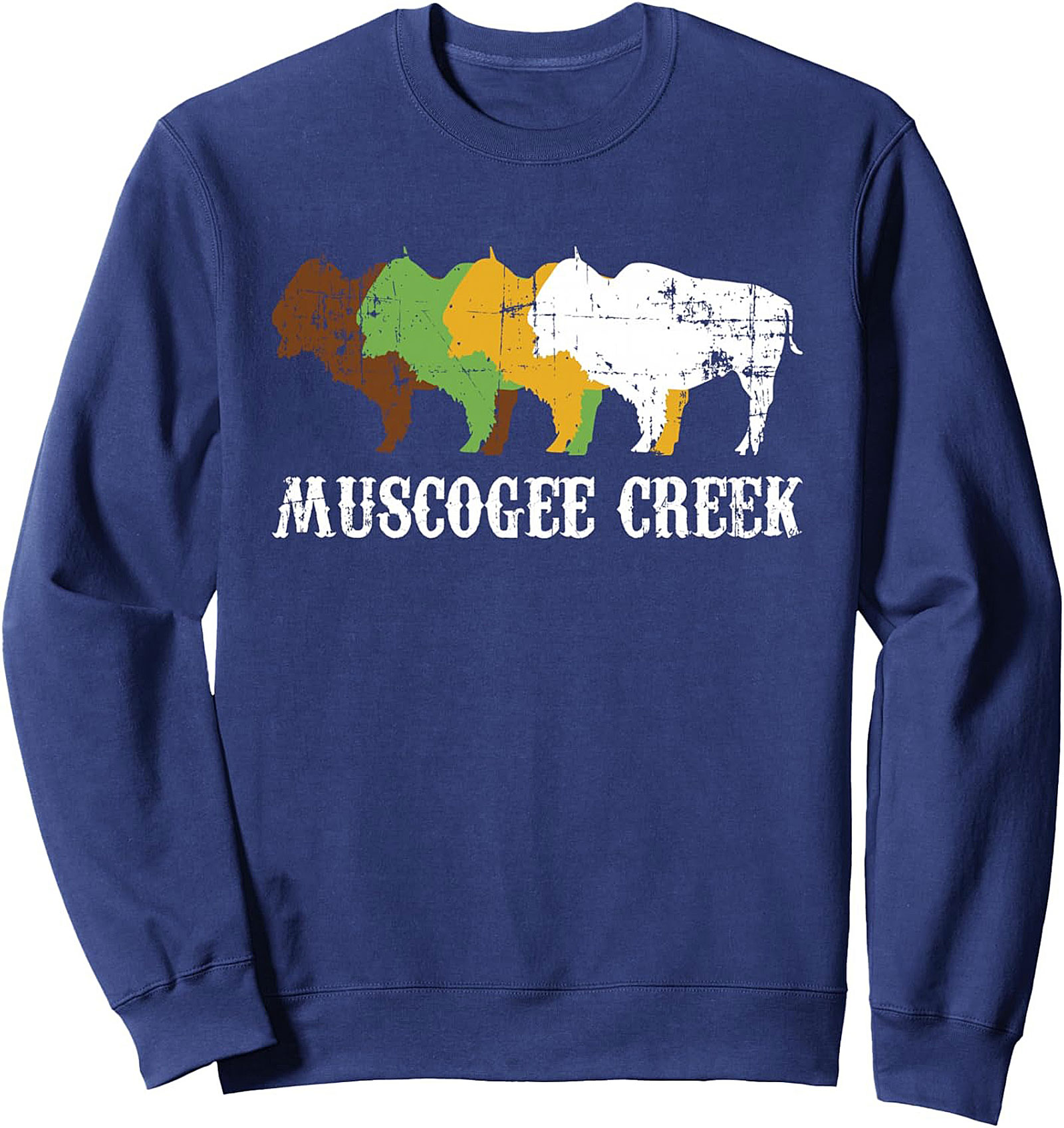 Muscogee Creek Bison Crewneck Sweatshirt Vintage Pullover