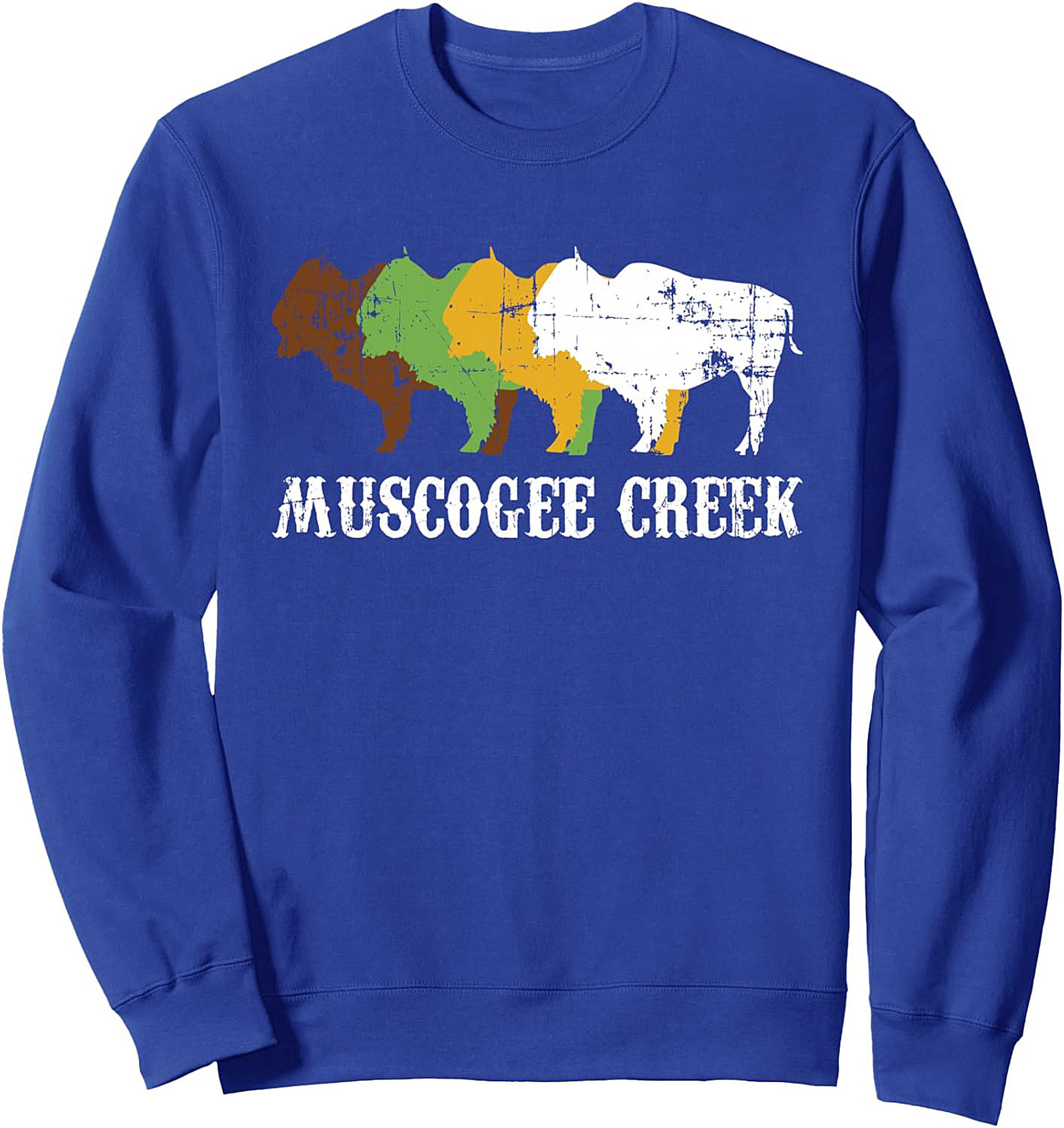 Muscogee Creek Bison Crewneck Sweatshirt Vintage Pullover