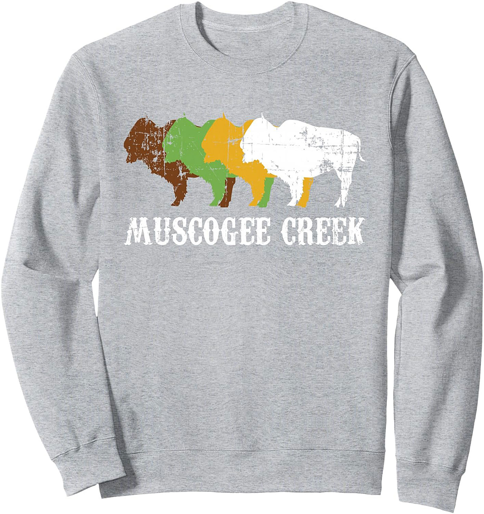 Muscogee Creek Bison Crewneck Sweatshirt Vintage Pullover