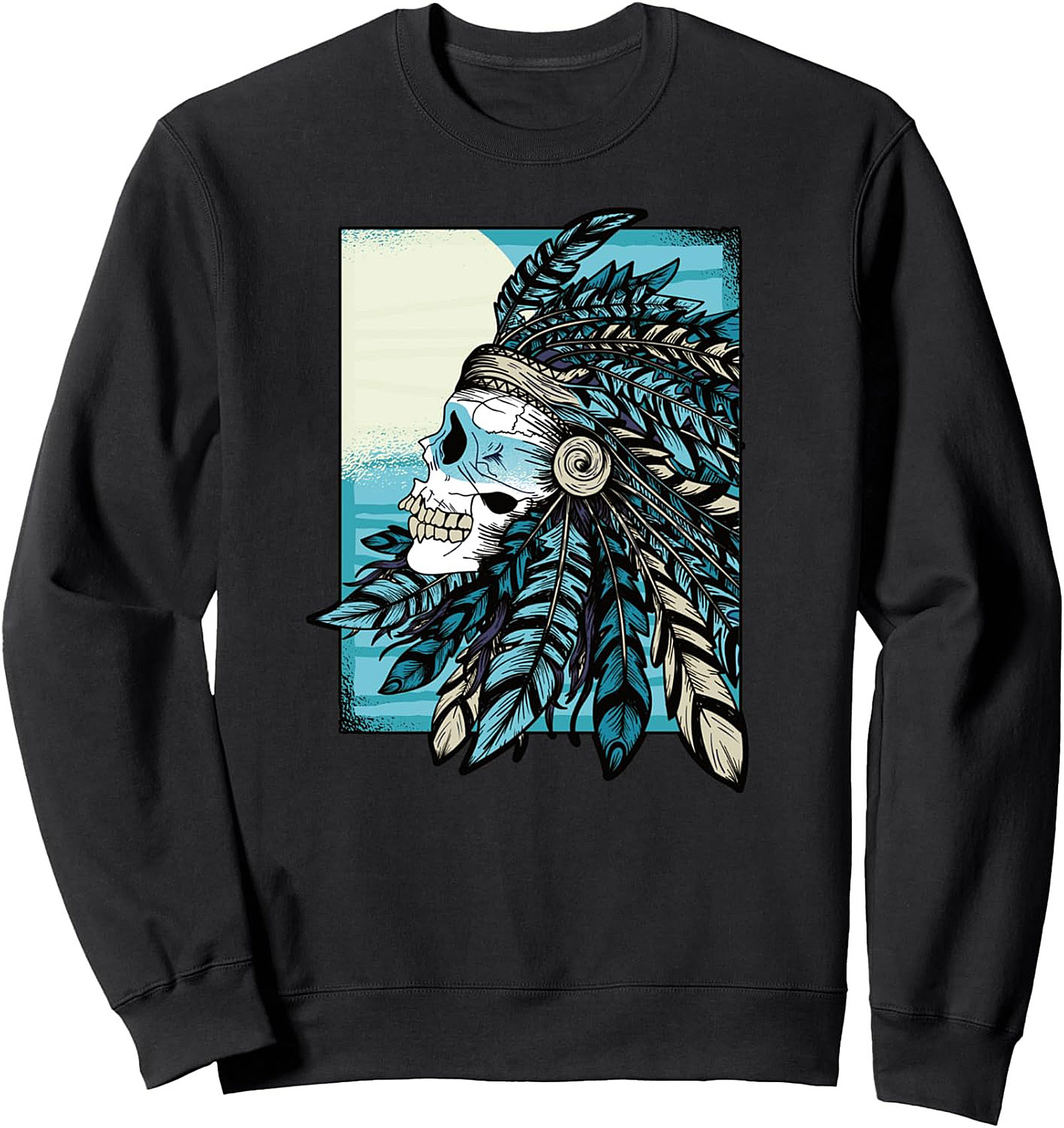 Warrior Skull Graphic Sweatshirt Cozy Crewneck Pullover